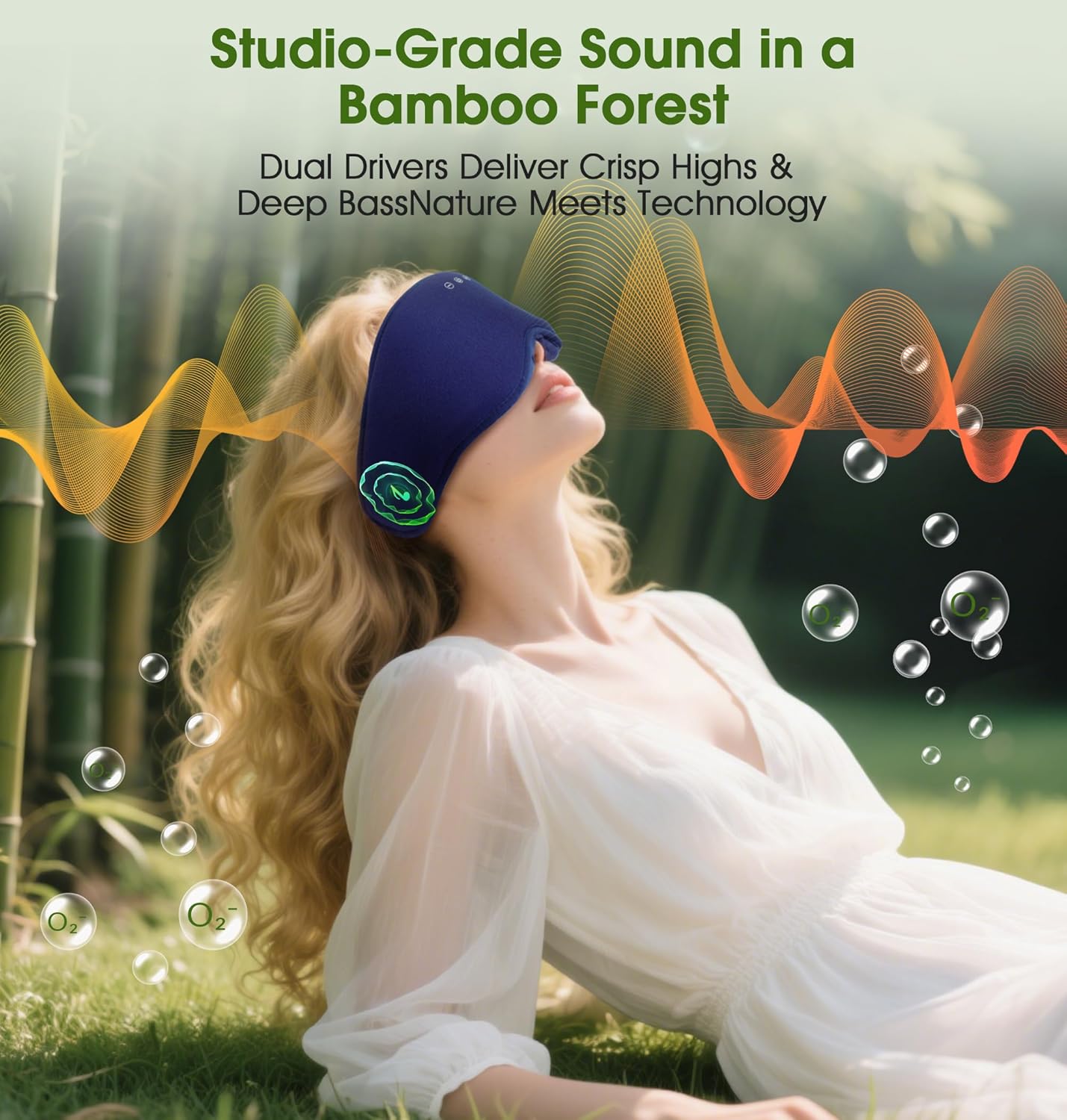 LC-dolida Bamboo Cotton Bluetooth Sleep Mask, 2 in 1 3D Soft Sleep Mask with Sleep Headphones, Sleep Eye Mask with Timming Setting, Blackout Sleeping Mask for Side Sleepers, Women Men, Navy