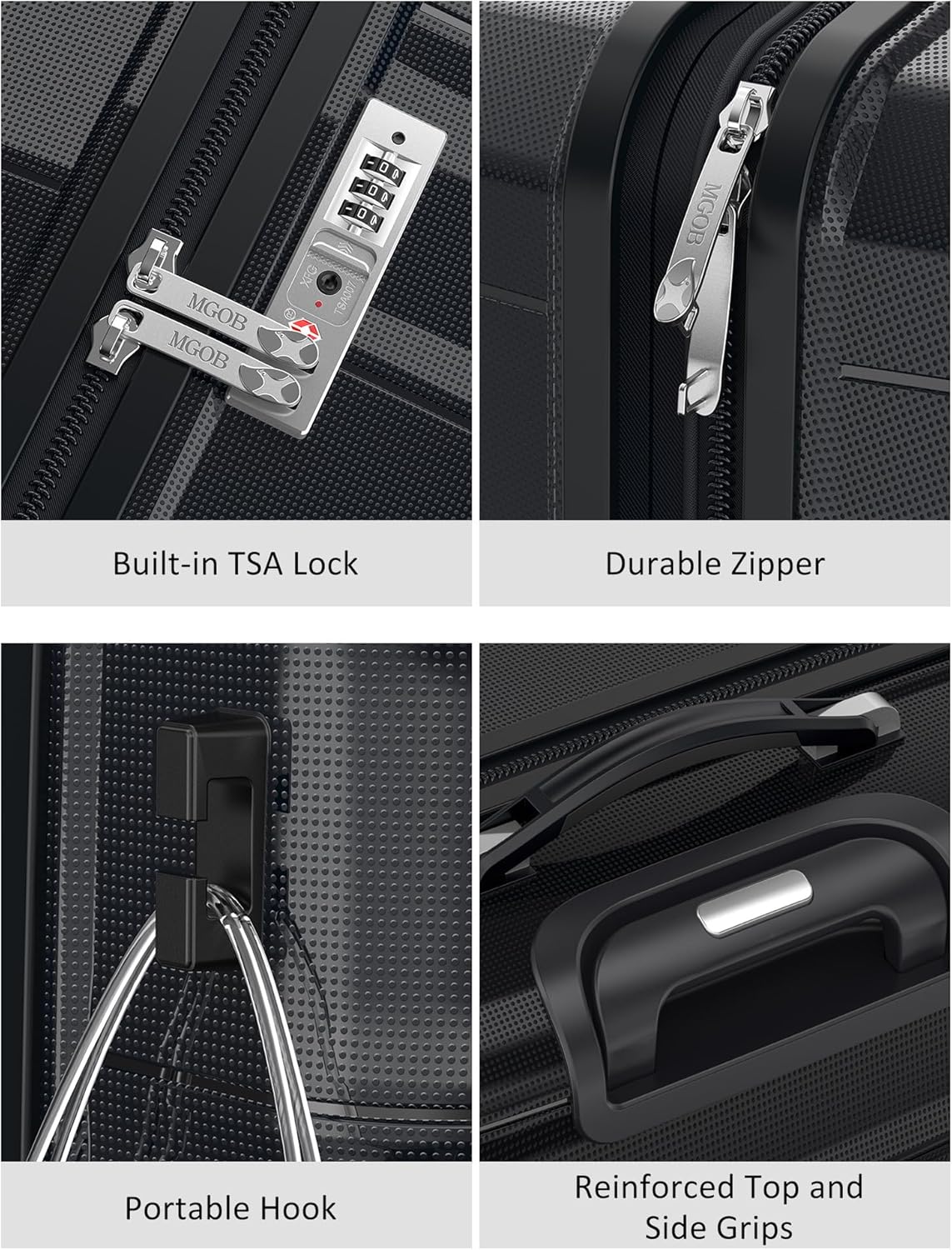 28 Inch Luggage with Spinner Wheels, Large Hard Shell Suitcase, Lightweight PP Luggages with TSA Lock, Checked-Large Suitcases 28-Inch, Black