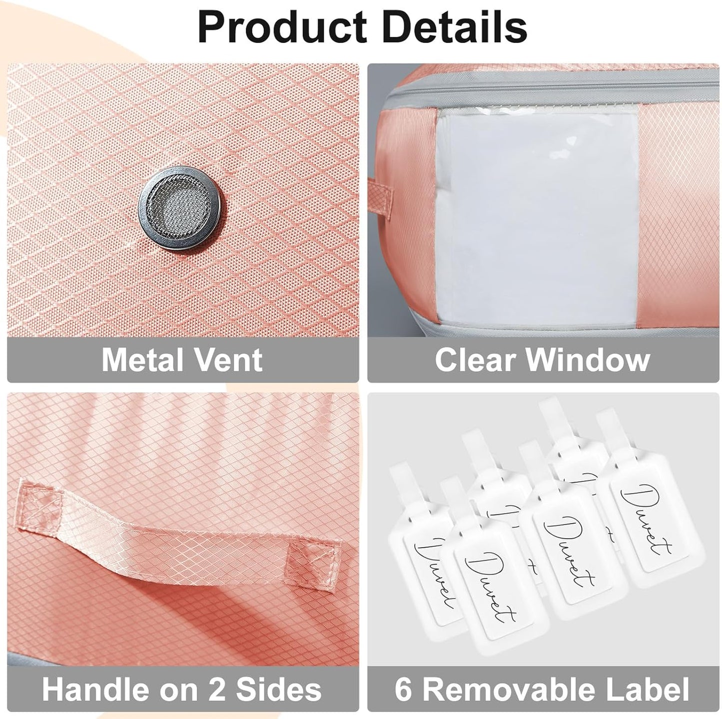 DIMJ Comforter Storage Bag - 110L Ultra Space Saving Self Compression Organize 6 Pack for Duvet, Pillow, Bedding, Blanket Storage Organizer Nylon Compression Bags