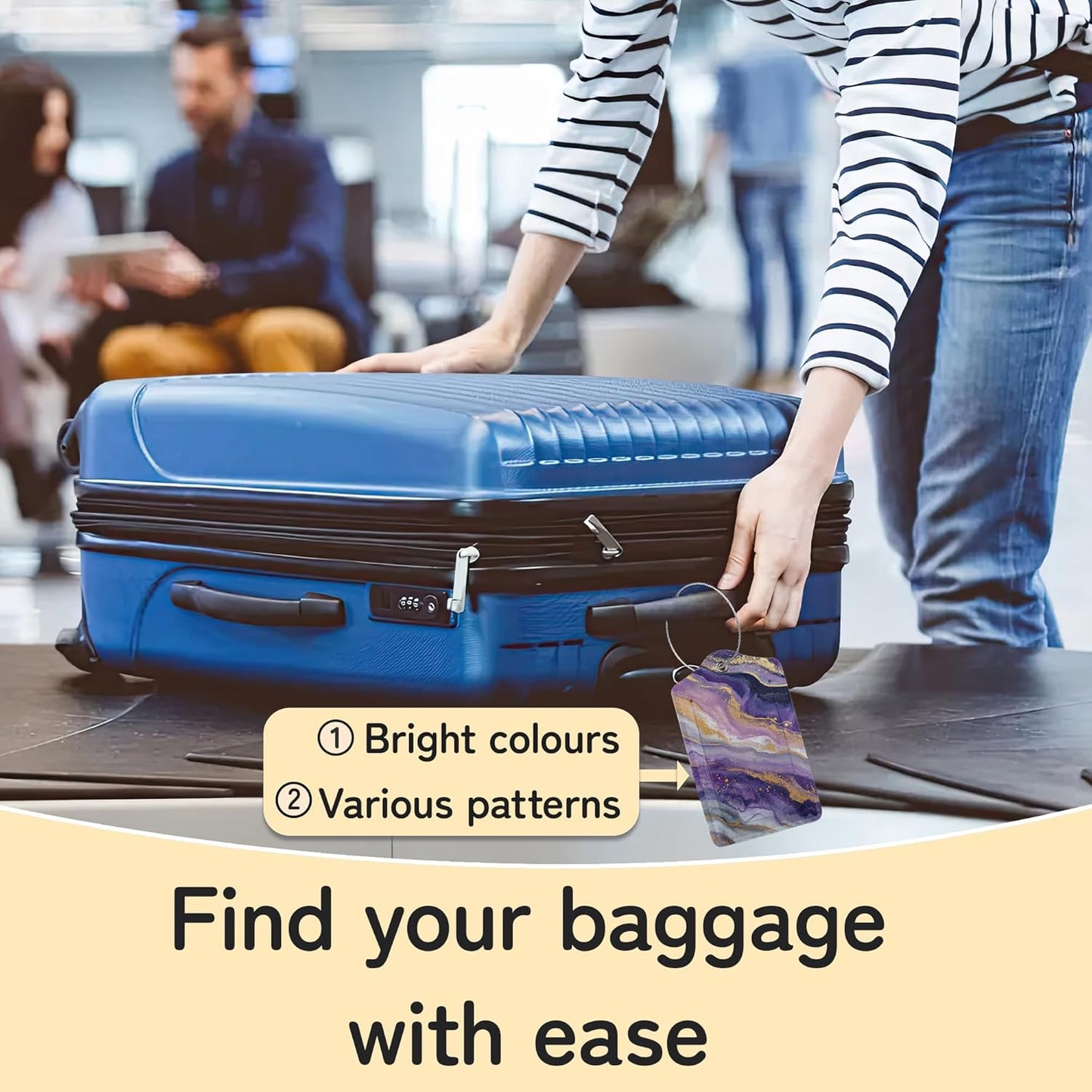 3 Pack PU Leahter Abstract Marble Liquild Luggage Tag with Stainless Steel Loop,Colorful Travel Suitcase Labels with Privacy Cover ID Label Quickly Spot for Bags