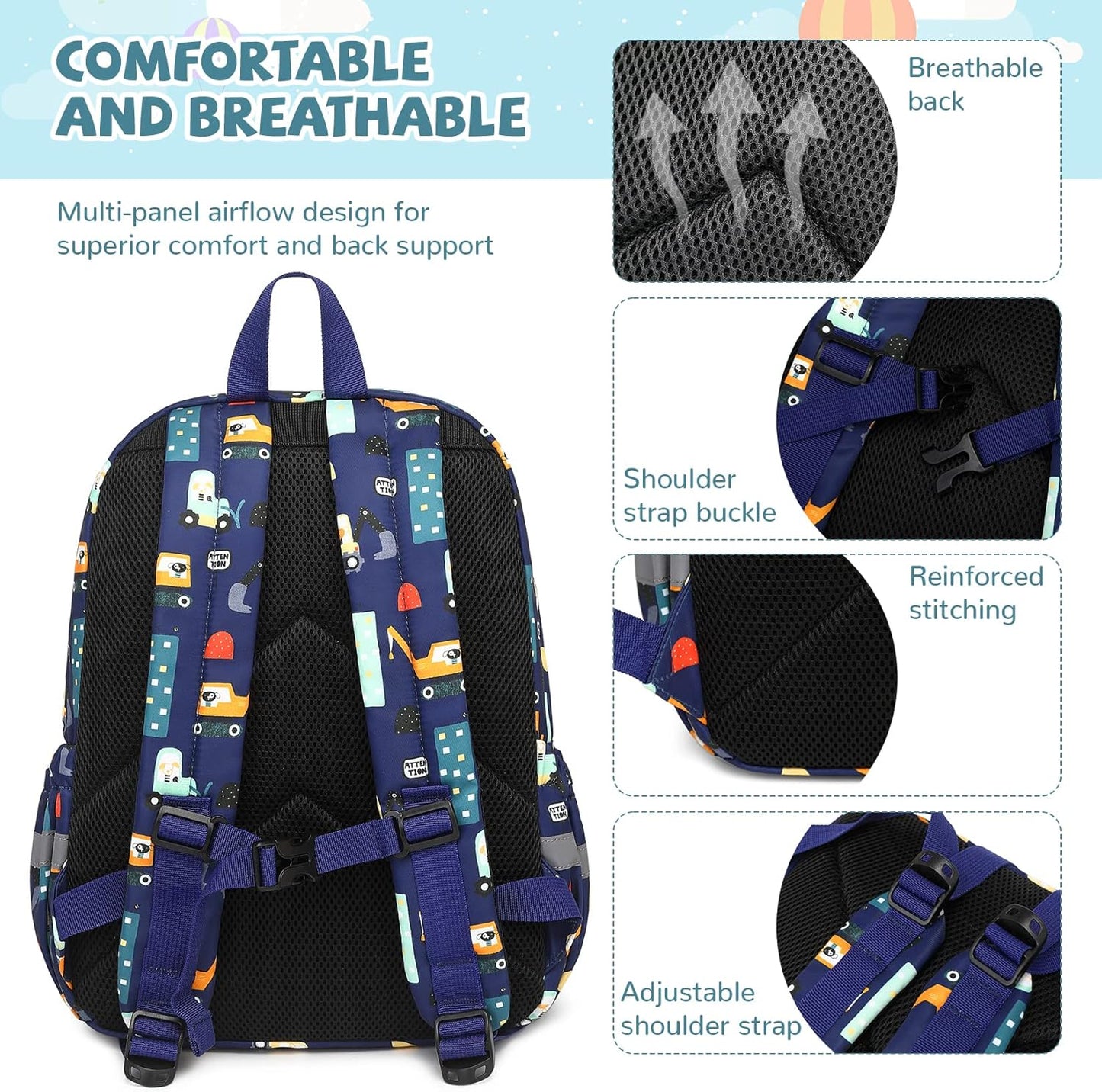 mygreen Toddler Backpack, Kids Backpack for Boys and Girls with Chest Strap