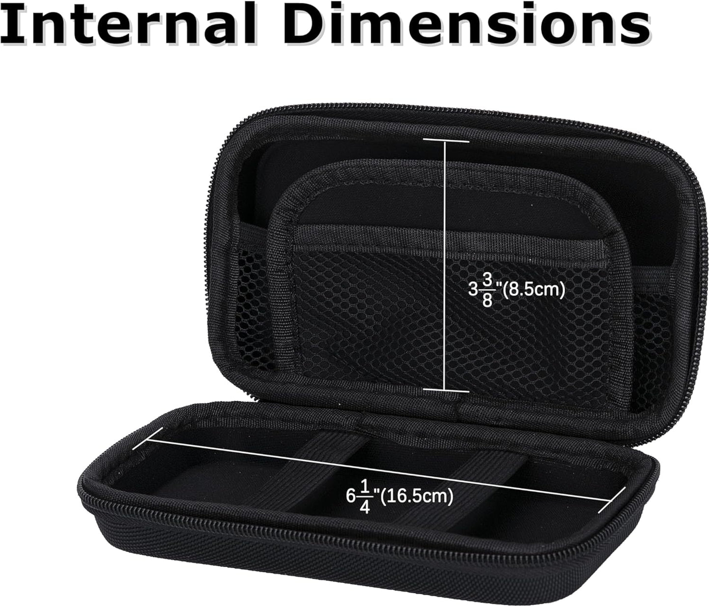 Ginsco Hard Shell Protection Case Electronic Accessories Organizer Pouch for MacBook Air/pro Adapter Chargers Cables Power Bank, for Sandisk Portable SSD Flash Disk SD Card (Black)