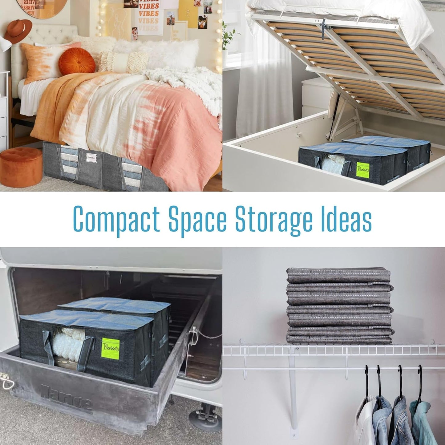 VENO 2 Pack Moving Bags, Comforter and Blanket Storage Bags for Closet, Moving Boxes, Boxes with Lids Alternative, College Dorm Packing Supplies, Foldable Heavy-Duty Tote with Window (Gray, 2 Pack)