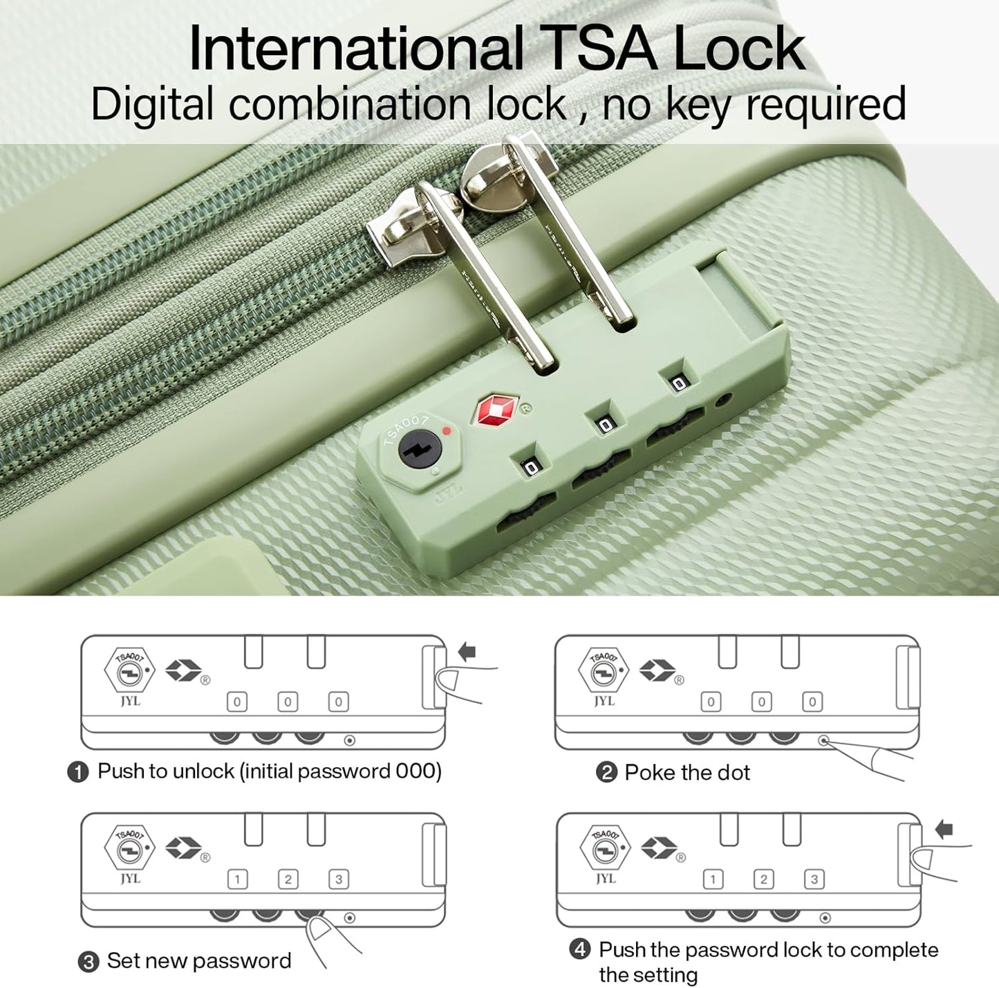 Hanke Expandable Hardshell Luggage Sets 3 piece Carry on Luggage with Wheels Suitcases Lightweight Checked Travel Luggage Rolling Large Suitcase Travel Luggage Bag Woman Men 20/24/29Inch(Bamboo Green)