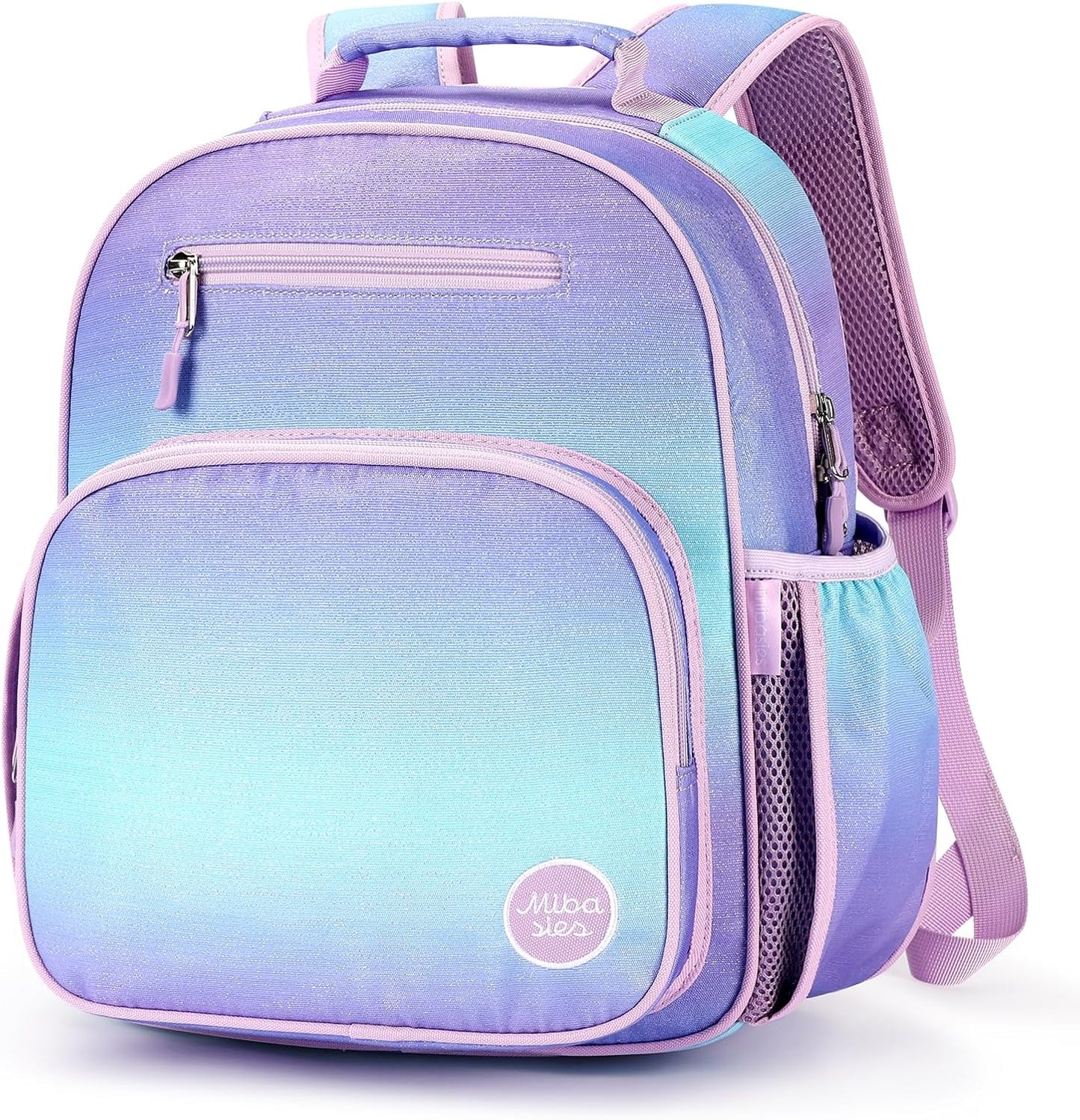 mibasies Girls Backpack 5-8: Lightweight Kids Backpacks for Girls - Girl Bookbag for Elementary School - Gradient Purple