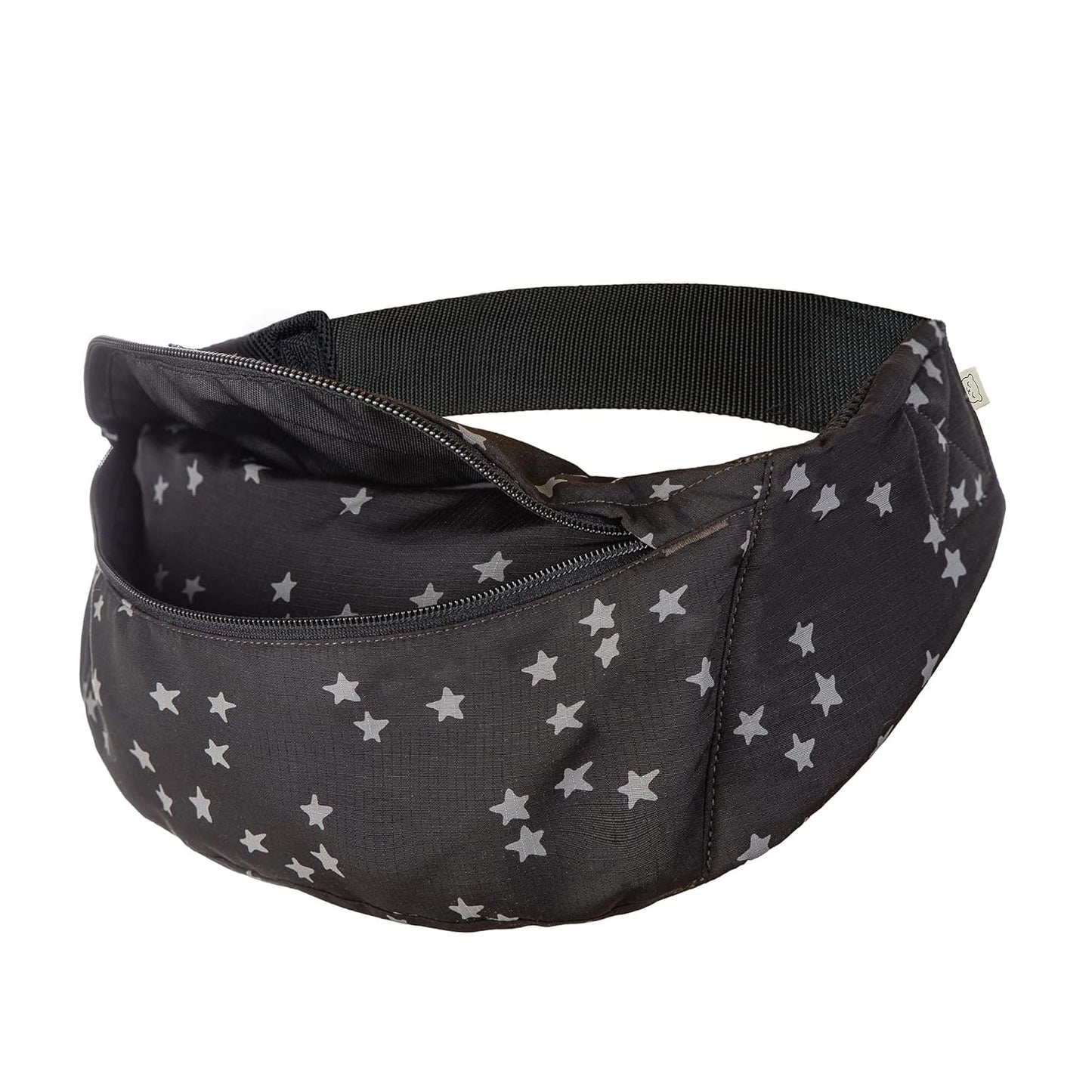 Baby Tula Lite Ripstop Nylon Compact Baby Carrier, Lightweight & Ergonomic Carrier for Travel w/Convenient Storage Hip Pouch, Multiple Carrying Positions for 12lbs to 30lbs - Discover (Black/Stars)