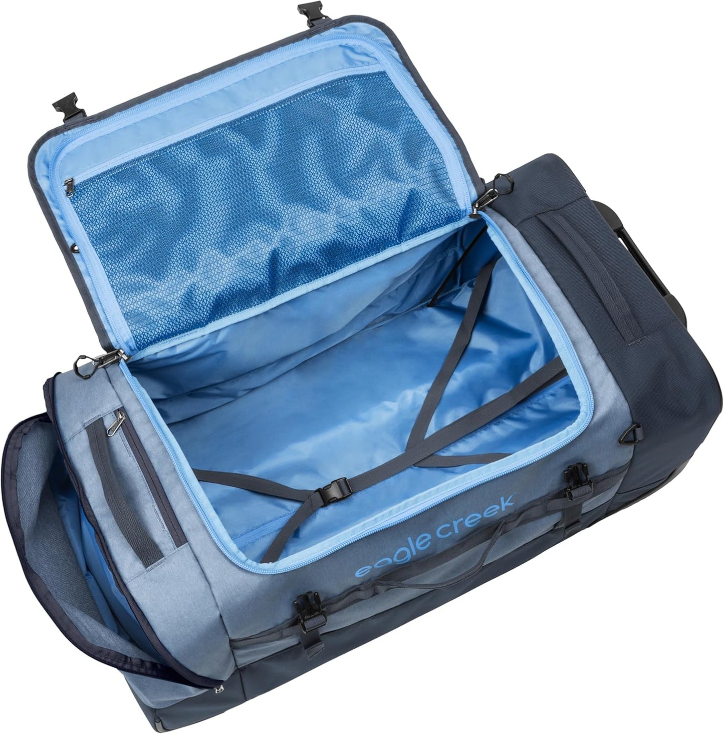 Eagle Creek Cargo Hauler XT Wheeled Duffel - Wheeled Backpack Duffel - Deployable Backpack Straps - Lockable U-Lid & Easy Access Compartment - 32" - Glacier Blue