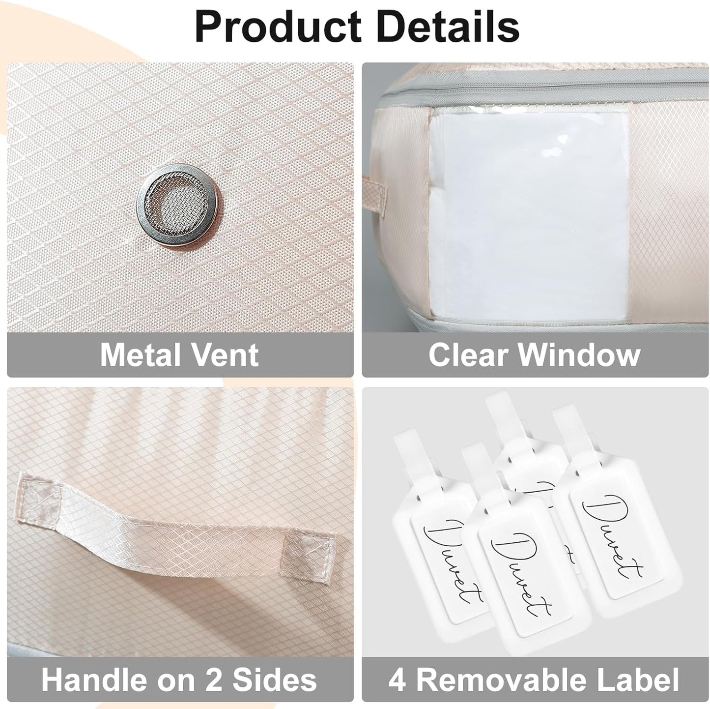 DIMJ Comforter Storage Bag - 110L Ultra Space Saving Self Compression Organize 6 Pack for Duvet, Pillow, Bedding, Blanket Storage Organizer Nylon Compression Bags