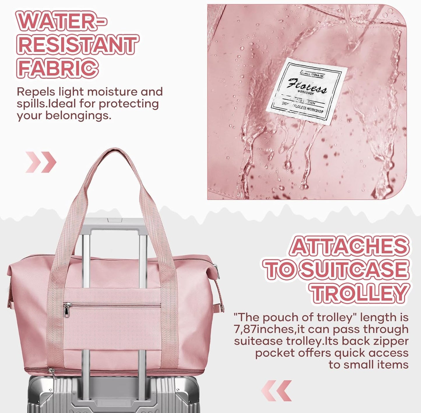 Travel Duffel Bag, Sports Tote Gym Bag, Shoulder Weekender Overnight Bag for Women