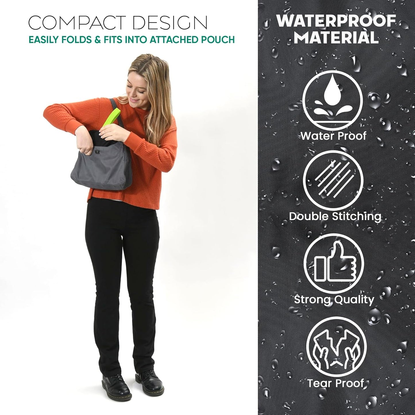 Reperkid Booster Seat Travel Bag for Airplane, Black and Green, 17" H x 16.5" W x 9.5" D, Compatible with Gb Pockit Stroller & Most Boosters– Premium Waterproof Cover, Hand Bag Design, Durable Zipper