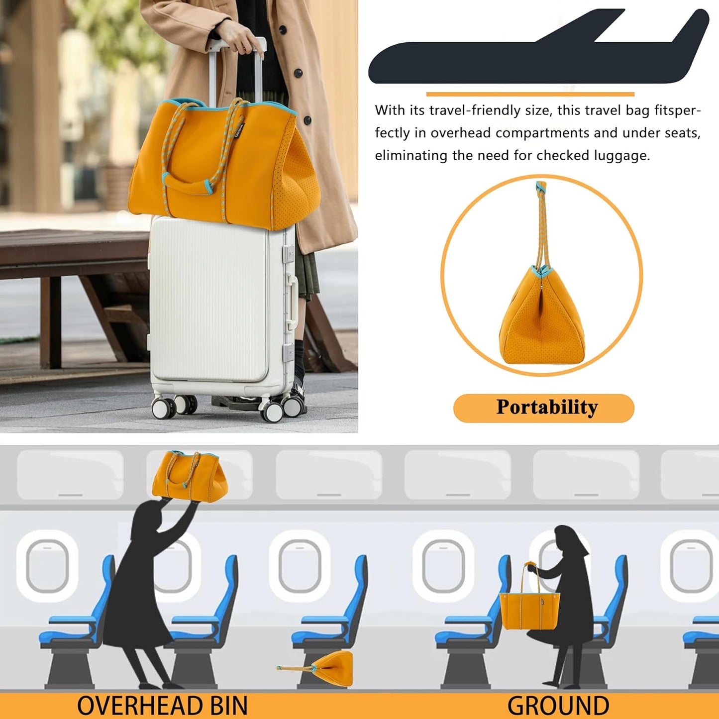 QOGiR Neoprene Multipurpose Beach Bag Tote with Inner Zipper Pocket … … … …