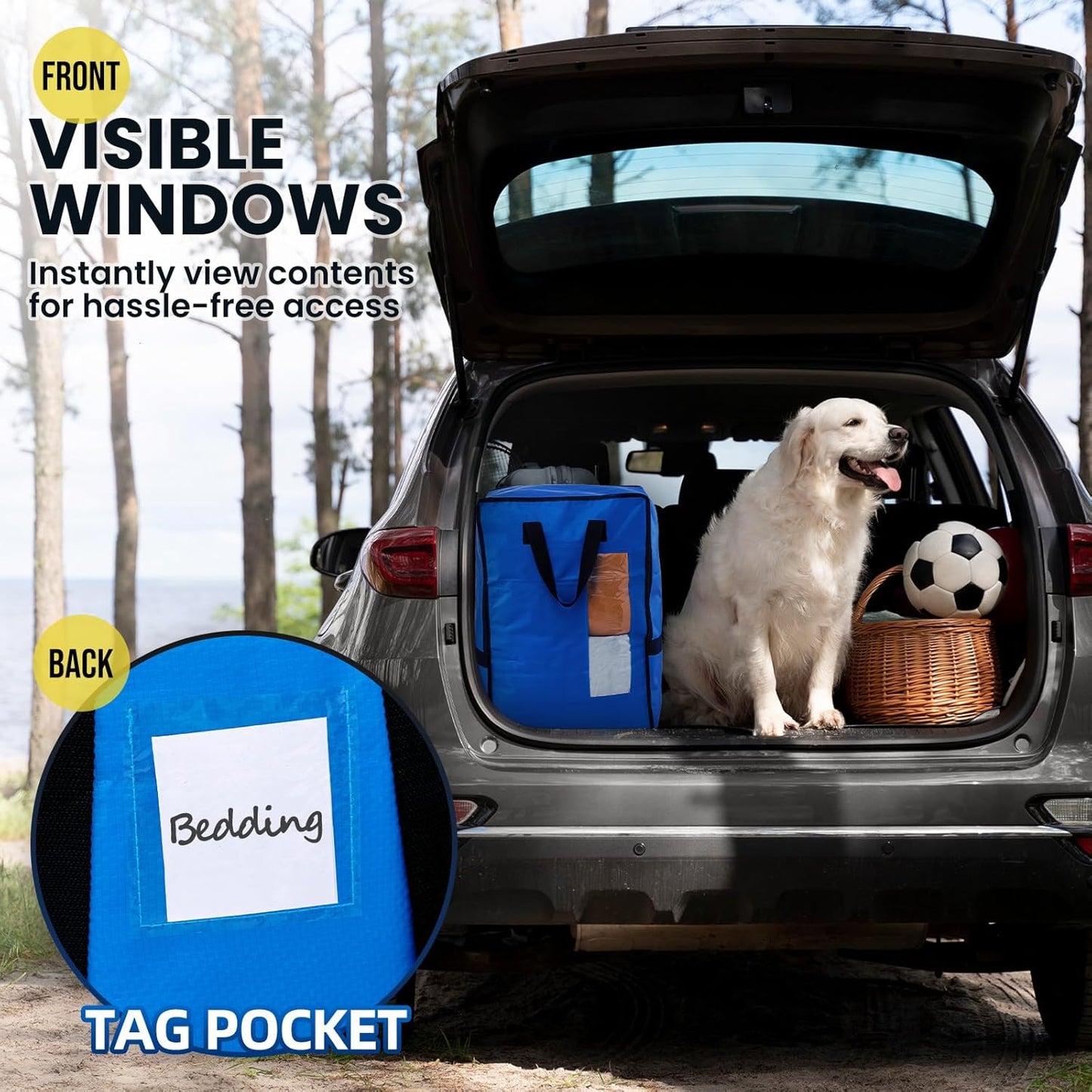 TAILI 4 Pack Blue Moving Bags w/Adjustable Backpack Straps, Moving Supplies, Moving Boxes Alternative, Heavy Duty Storage Totes for College Packing, Camping Backpack for Travel, Dorm, Laundry