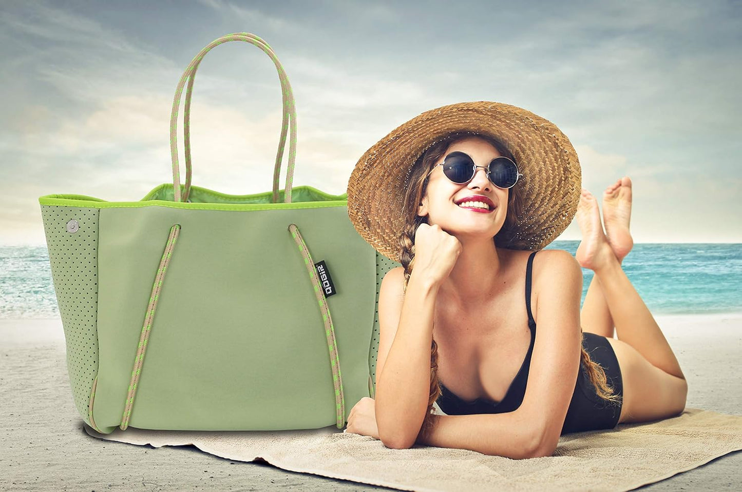 QOGiR Neoprene Multipurpose Beach Bag Tote with Inner Zipper Pocket … … … …