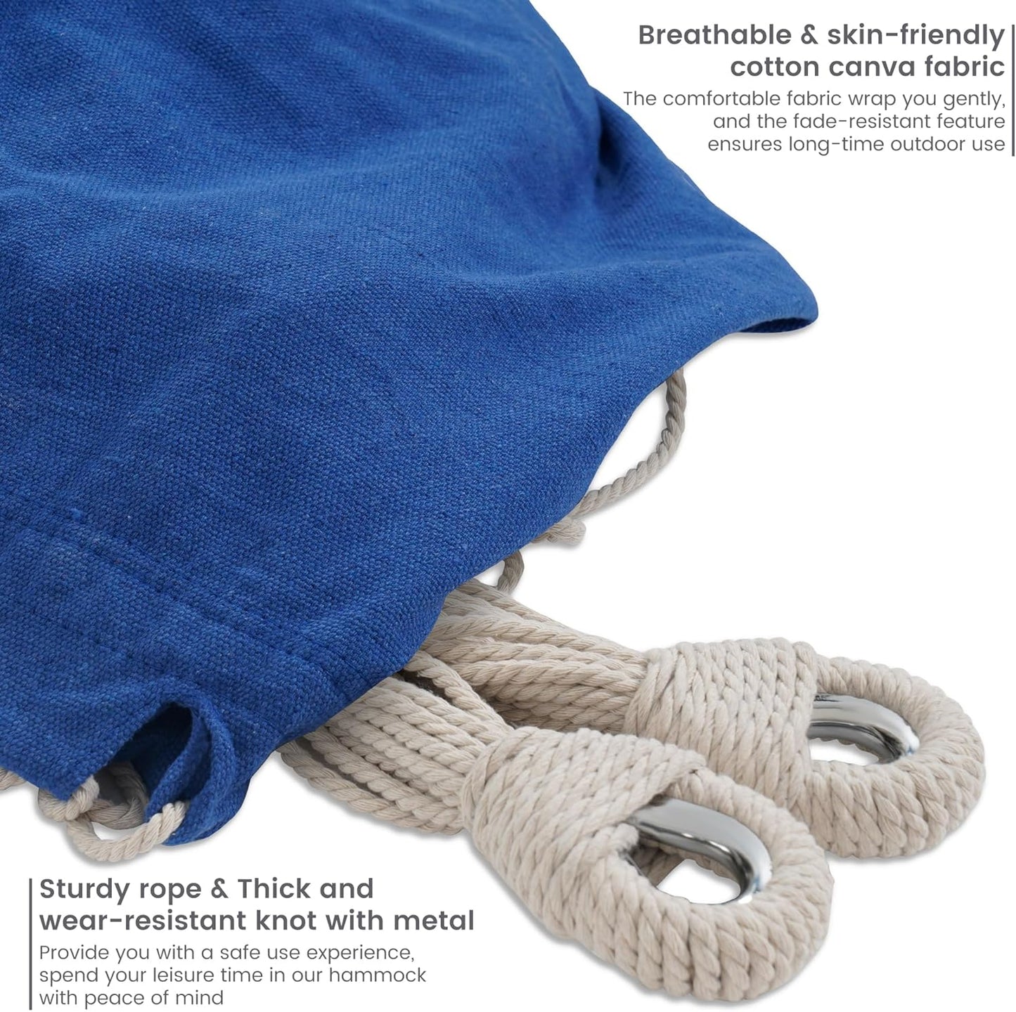 Lazy Daze Hammocks Double Hammock with 9ft Space-Saving Steel Stand Includes Portable Carrying Case, 450 Pounds Capacity (Dark Blue)