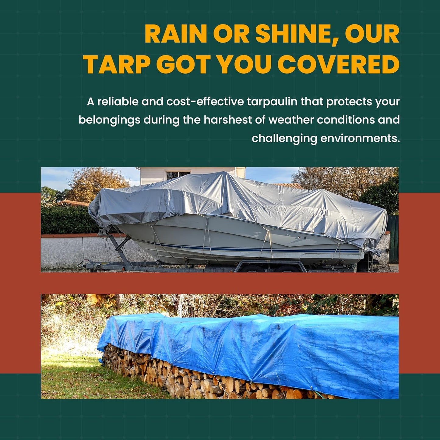 Large Waterproof Tarp - Heavy Duty 10 Mil Thick Poly Tarpaulin Ideal for Canopy Tents, Boats, RV or Pool Covers - Multipurpose Protective Tarps with Grommets for Indoor and Outdoor Use | 30' x 40'