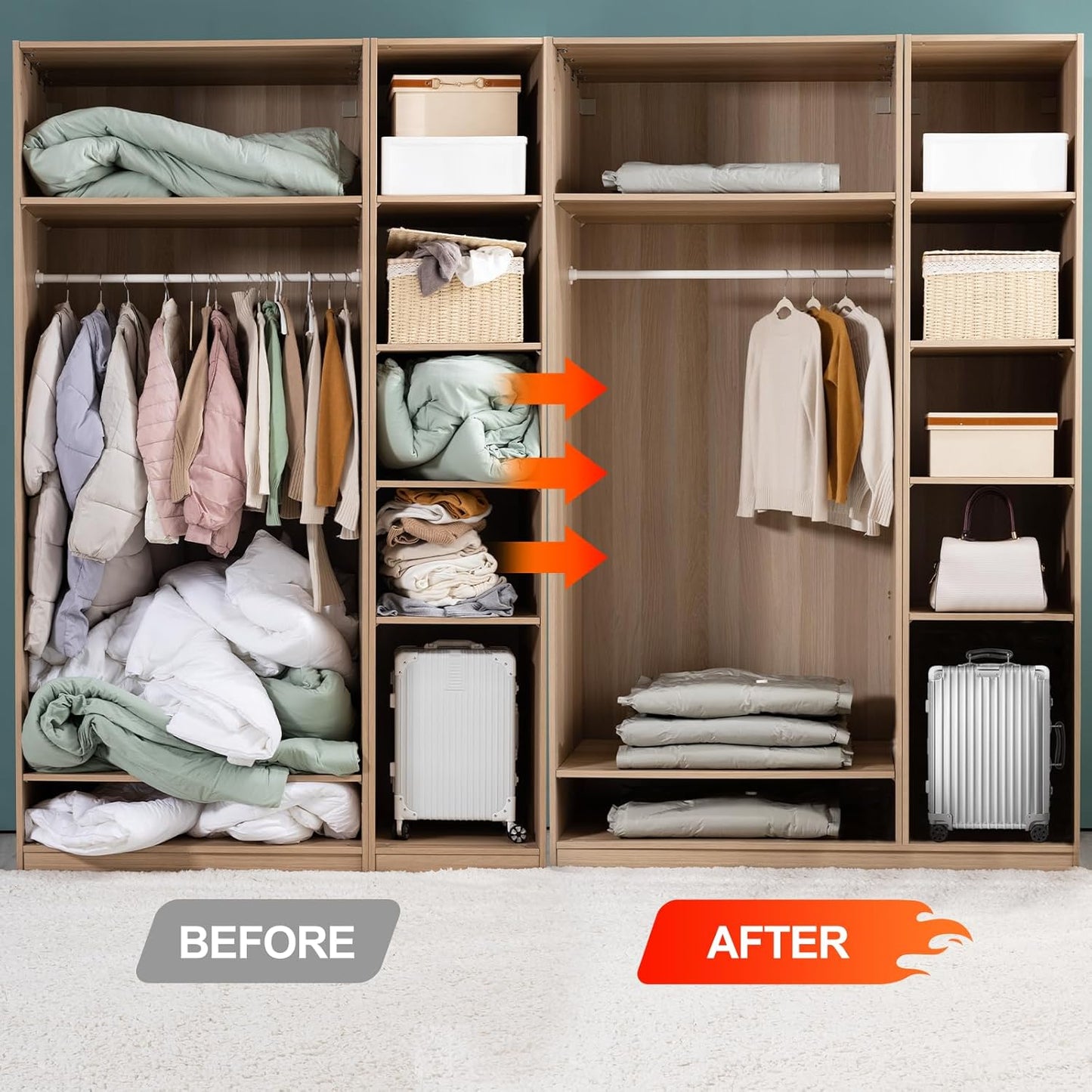 Umimile Vacuum Storage Bags, Space Saver Sealer Bags, Compression Bags for Clothes, Pillows, Comforters, Blankets, Bedding