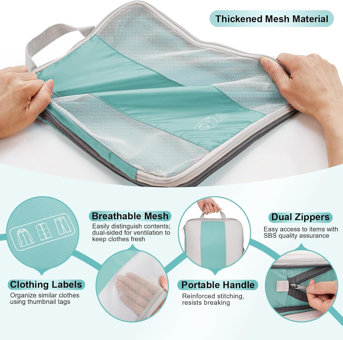 10 Set Compression Packing Cubes for Travel Essentials,Compressible Expandable Packing Cubes for Suitcase,OlarHike Luggage Organizer Bags for Travel,Handy Helper for Organizing Clothes(New Blue Green)