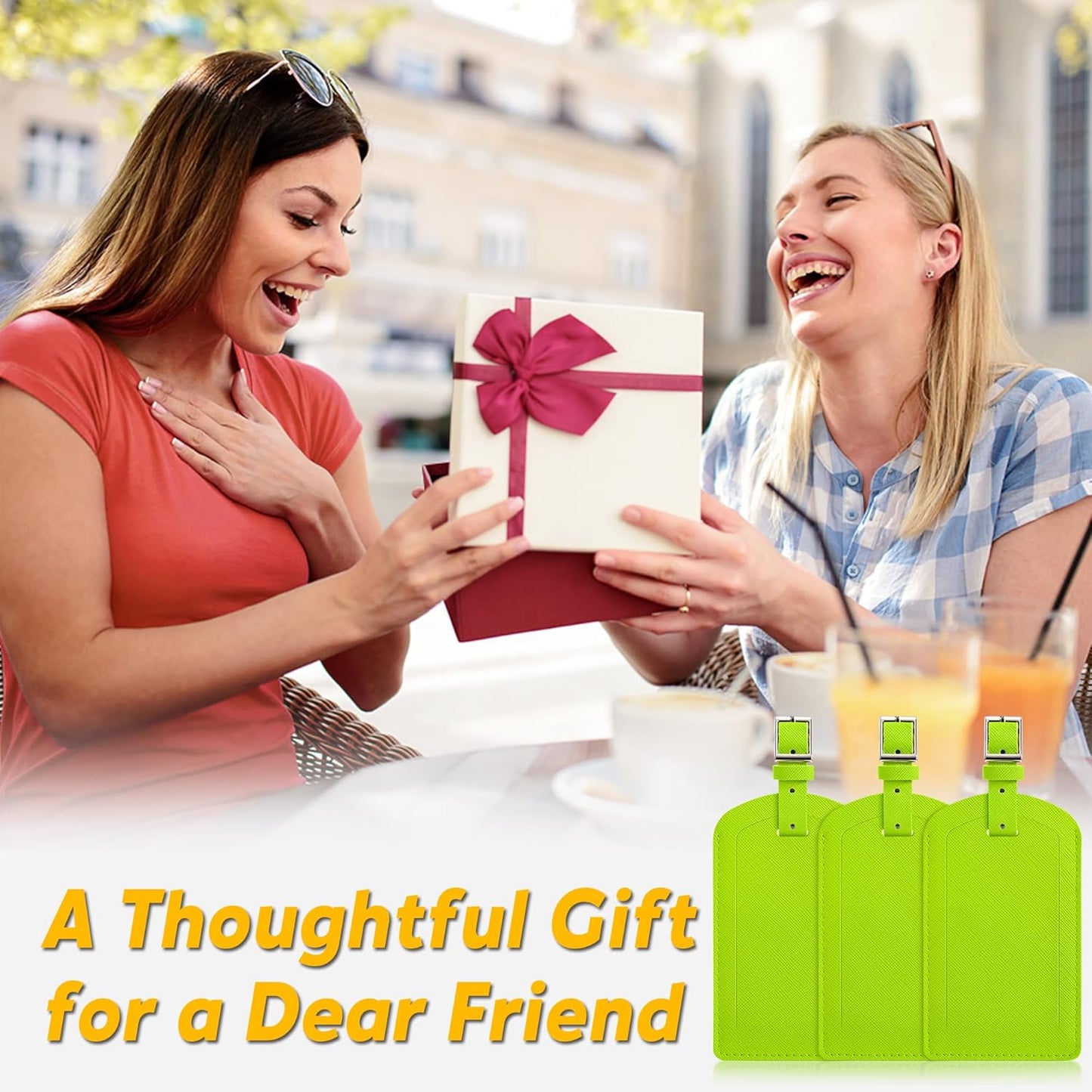 3 Pack Luggage Tags for Suitcases, TSA Approved Bag Tags, Baggage Tags with Privacy Protection, Travel Essentials Luggage Accessories, Neon Green