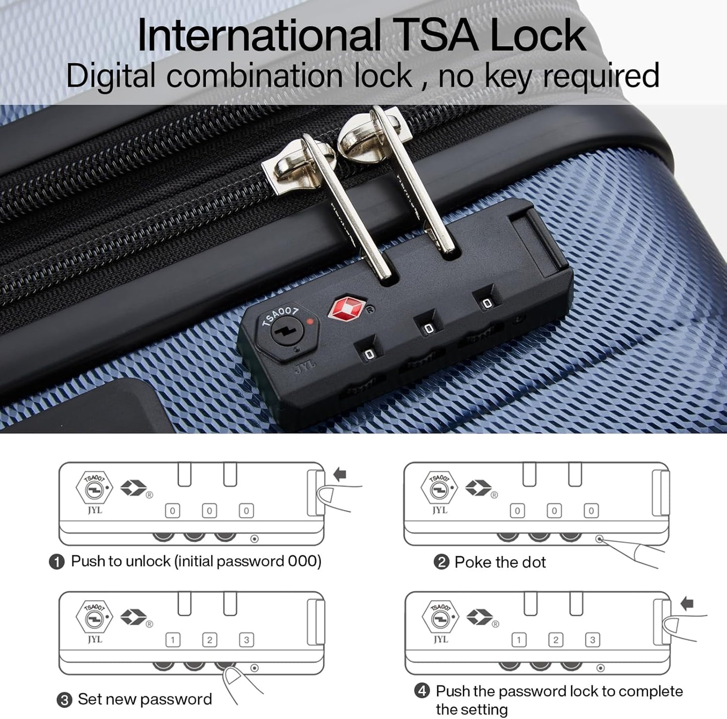 Hanke 24 Inch Expandable Checked Luggage Lightweight PC Hard Case Luggage Suitcases with Wheels Travel Luggage Rolling Large Suitcase Travel Luggage Bag for Go to University.(Dark Blue)