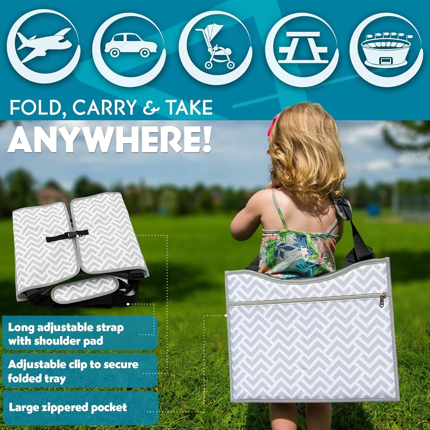 Kenley Kids Travel Tray, Toddler Car Seat Lap Tray, Road Trip Essentials Activity Table (Pink/Gray)