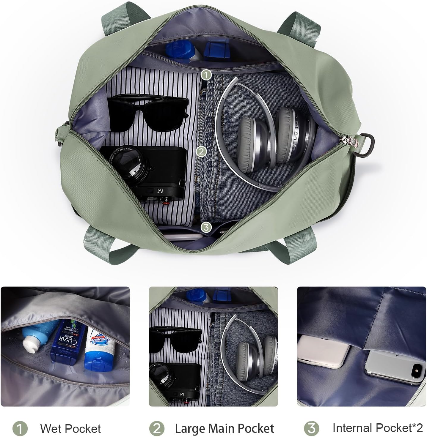 Travel Duffel Bag, Sports Tote Gym Bag, Shoulder Weekender Overnight Bag for Women