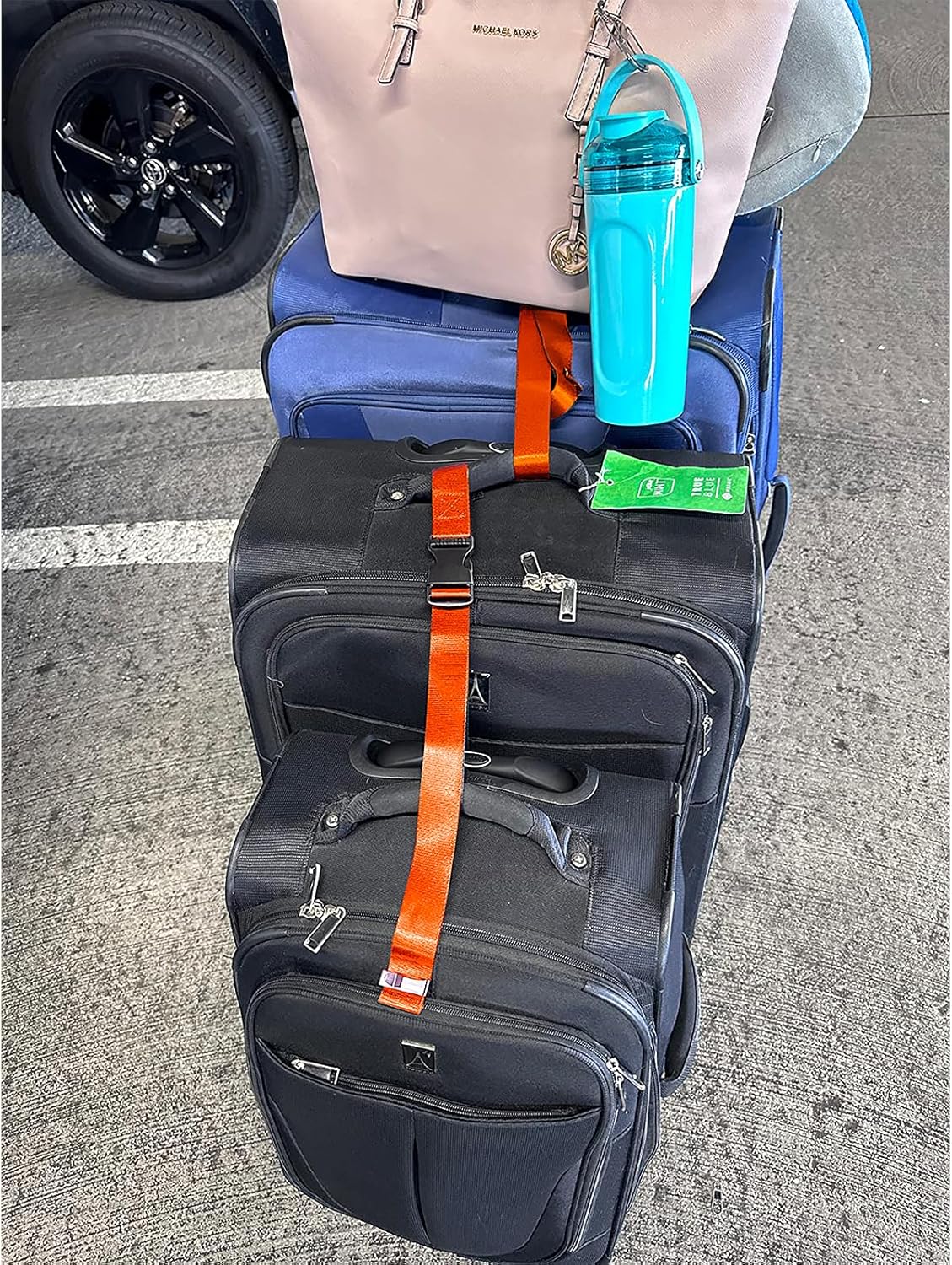 4Pack Luggage Straps for Suitcases, Travel Connector for Carry On Bag, Add Bag to Connect Two Suitcases, Adjustable Belt Attachment Accessories for Connect Your 3 Luggages, Yellow