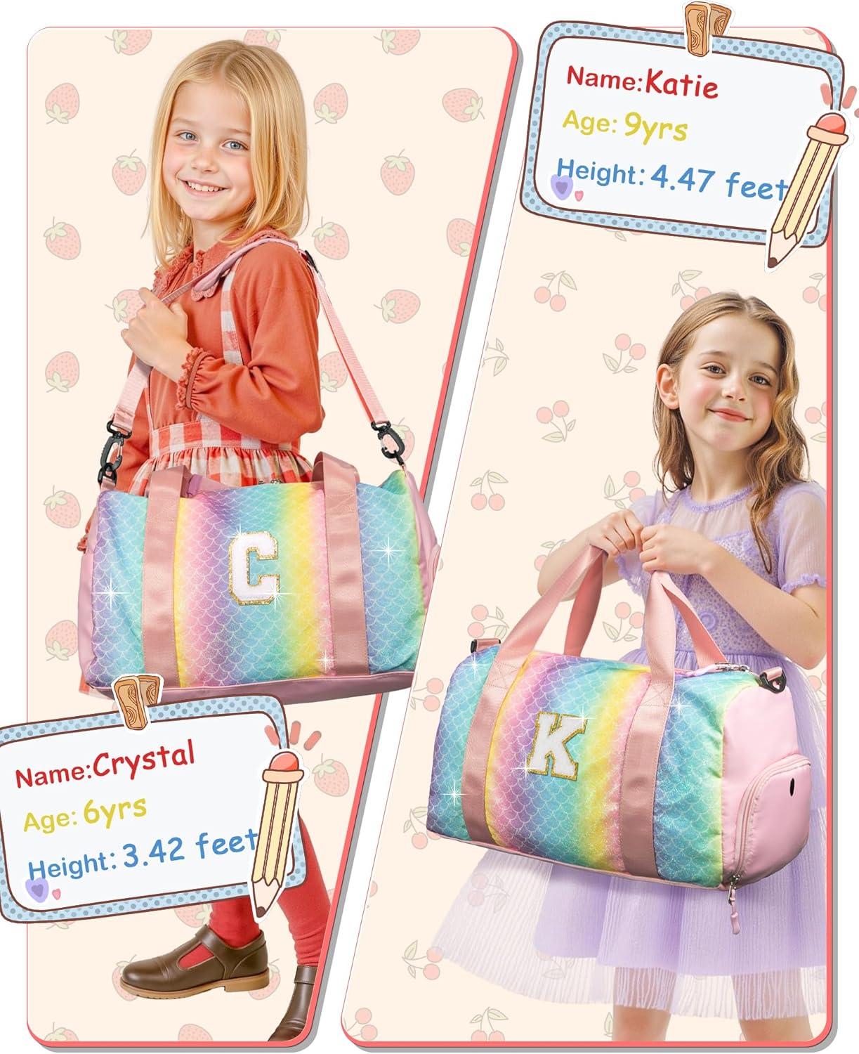 Graduation Gifts for Girls-Girl Gym Bag with Shoe Compartment, Kid Personalized Weekender Overnight Bags, Initial Travel Tote with Makeup Pouch, Gift Ideas for Niece Sister (Letter O)