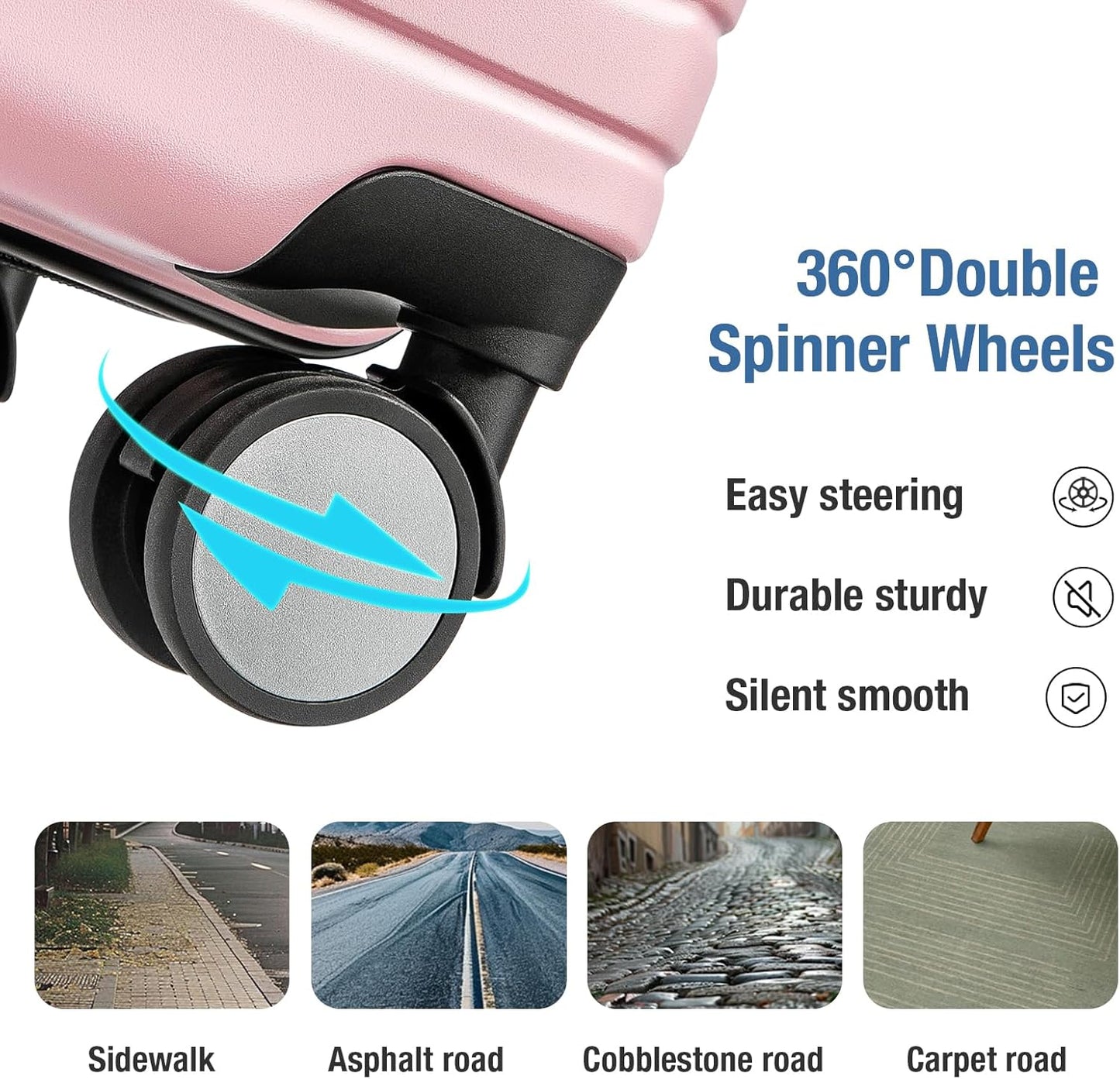 KYME Carry On Luggage 22x14x9 Airline Approved with TSA Lock Hard Shell Carry On Suitcase Lightweight Suitcases with Wheels Small Luggage for Men Women,Carry-On 20 Inch,Pink