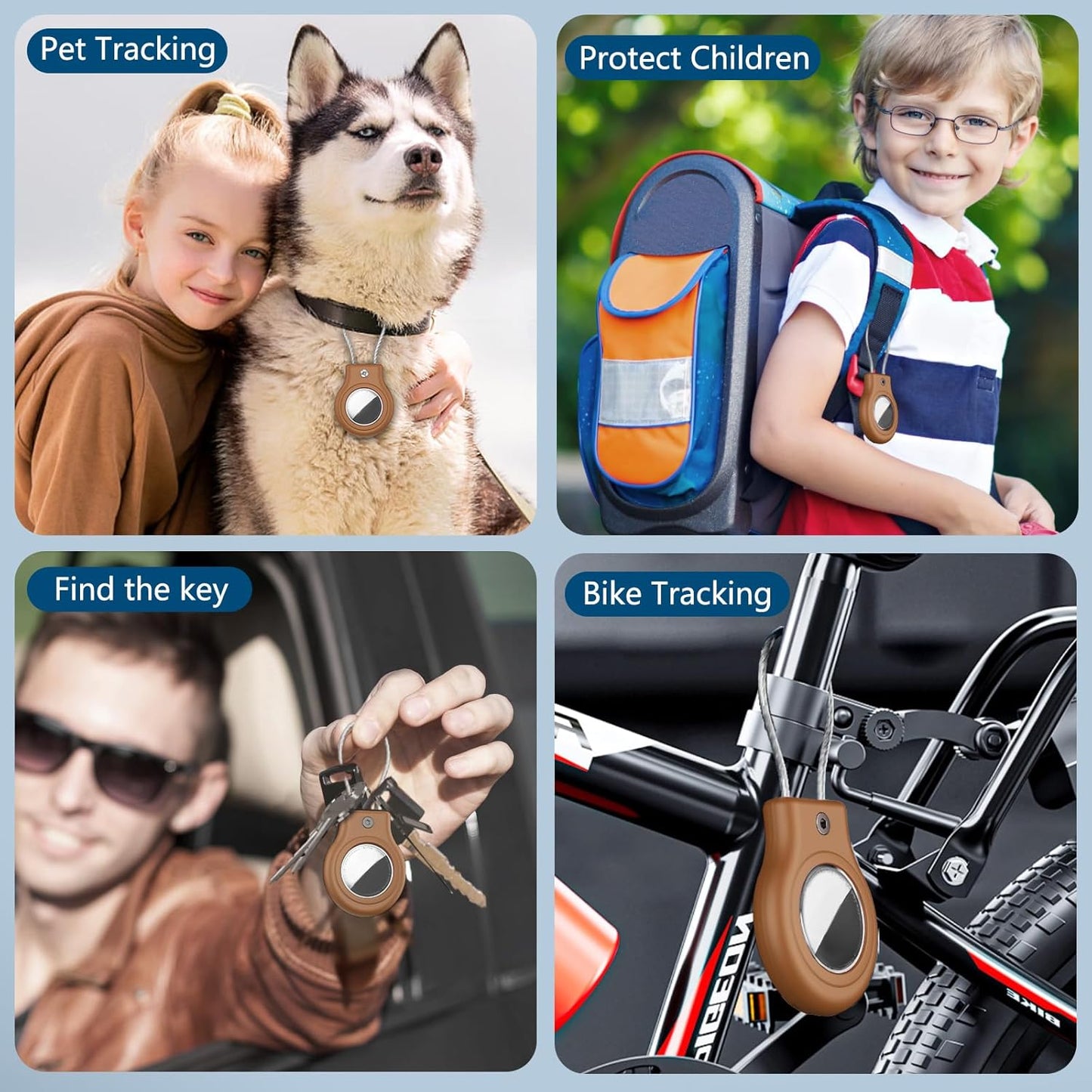 Waterproof Airtag Holder,Airtag Case with Secure Lock,Airtags Keychain for Apple Airtag,Anti-Lost Protective Cover Air tag Accessories for GPS Item Finder Tracker Luggage,Bag,Key,Pet,Cat Dog-Brown