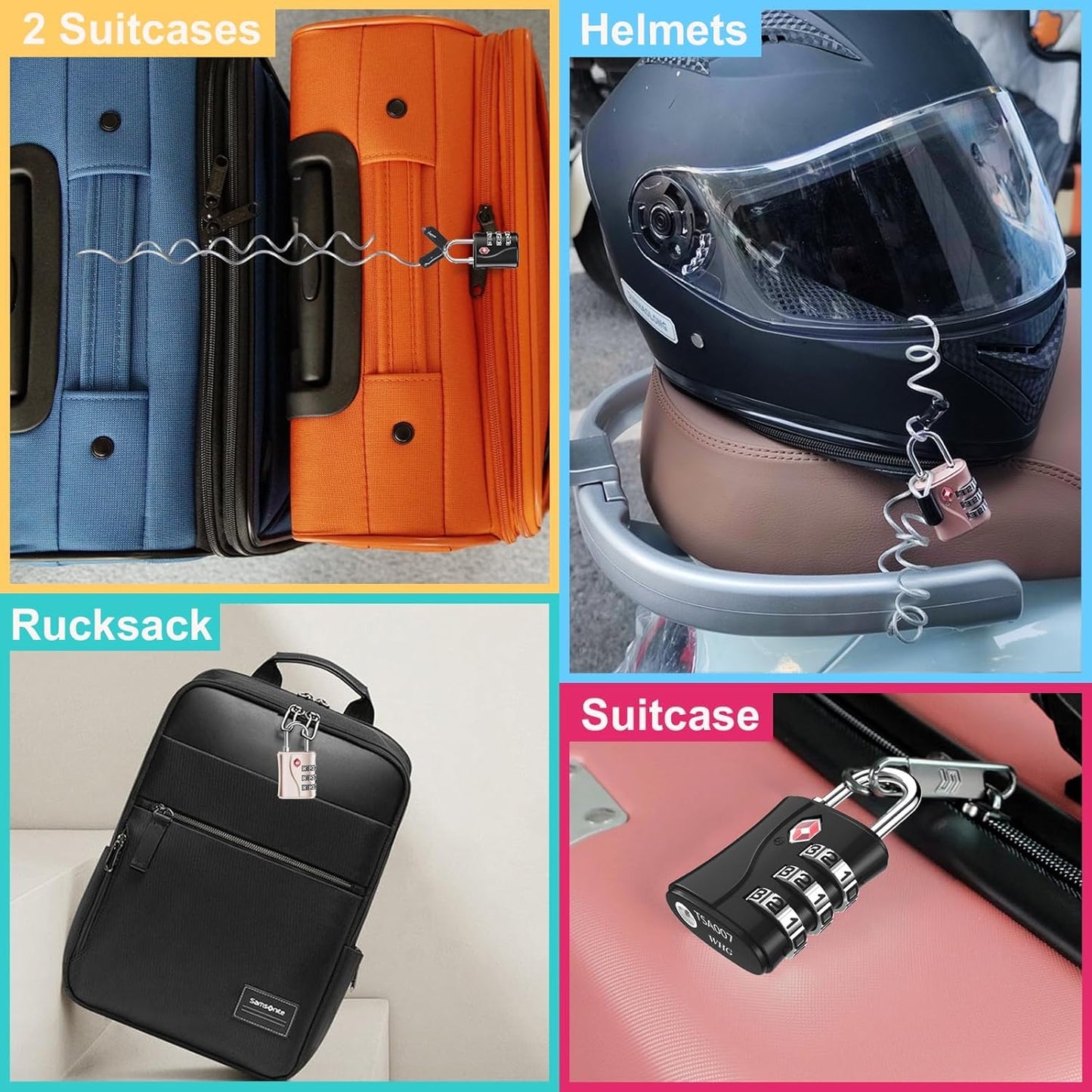 ZHEGE TSA Approved Locks, Luggage Locks, 3 Dial TSA Lock for Suitcases, Backpack, Baggage (Rose Gold)