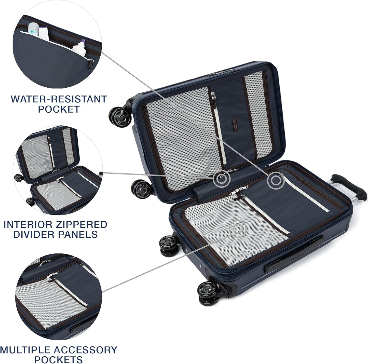 Travelpro Platinum Elite Hardside Expandable Carry on Luggage, 8 Wheel Spinner, TSA Lock, Hard Shell Polycarbonate Suitcase, True Navy Blue, Compact Carry on 20-Inch