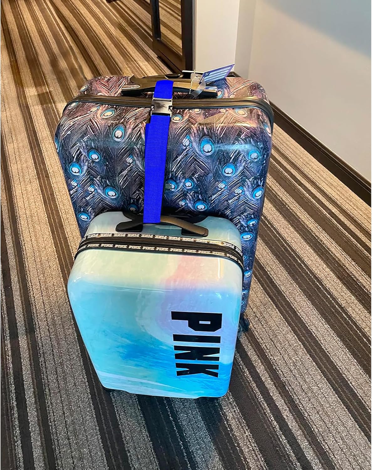 4Pack Luggage Straps for Suitcases, Travel Connector for Carry On Bag, Add Bag to Connect Two Suitcases, Adjustable Belt Attachment Accessories for Connect Your 3 Luggages, Rose