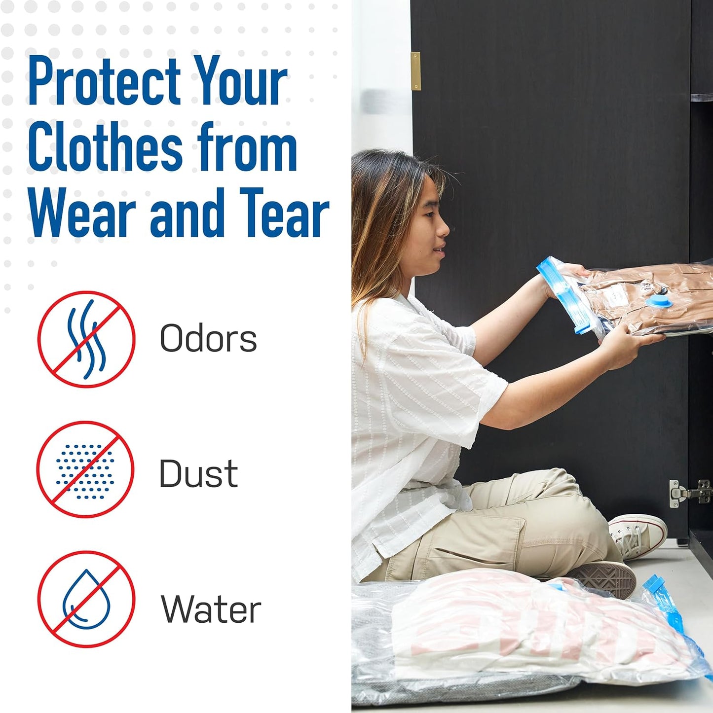 8 Pack Jumbo Vacuum Storage Bags for Comforters, Blankets & Clothes – Jumbo Vacuum Sealed Compression Bags with Hand Pump – Space Saver Storage Bags for Bedding, Moving, Travel & Organization