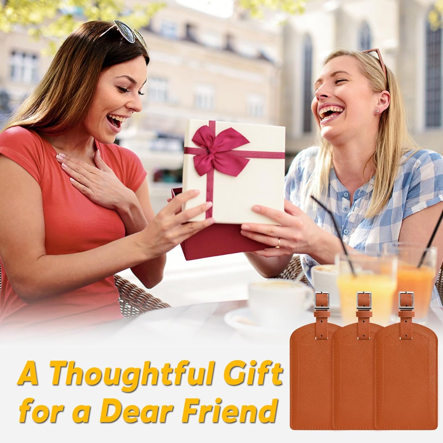 3 Pack Luggage Tags for Suitcases, TSA Approved Bag Tags, Baggage Tags with Privacy Protection, Travel Essentials Luggage Accessories, Brown