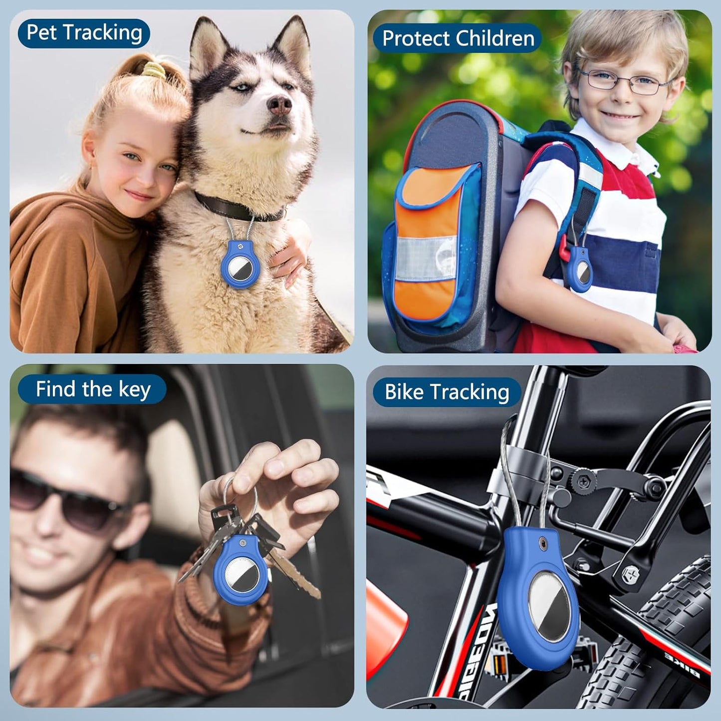 Waterproof Airtag Holder,Airtag Case with Secure Lock,Airtags Keychain for Apple Airtag,Anti-Lost Protective Cover Air tag Accessories for GPS Item Finder Tracker Luggage,Bag,Key,Pet,Cat Dog,Blue