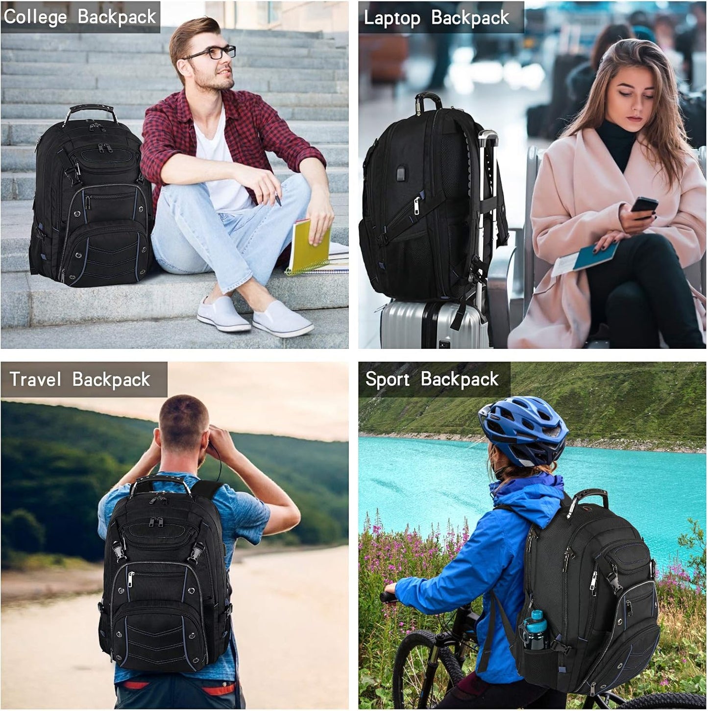 18.4 Laptop Backpack for unisex, 55L Extra Large Gaming Laptops Backpack with USB Charger Port,TSA Friendly Flight Approved and RFID Anti-Theft Pocket
