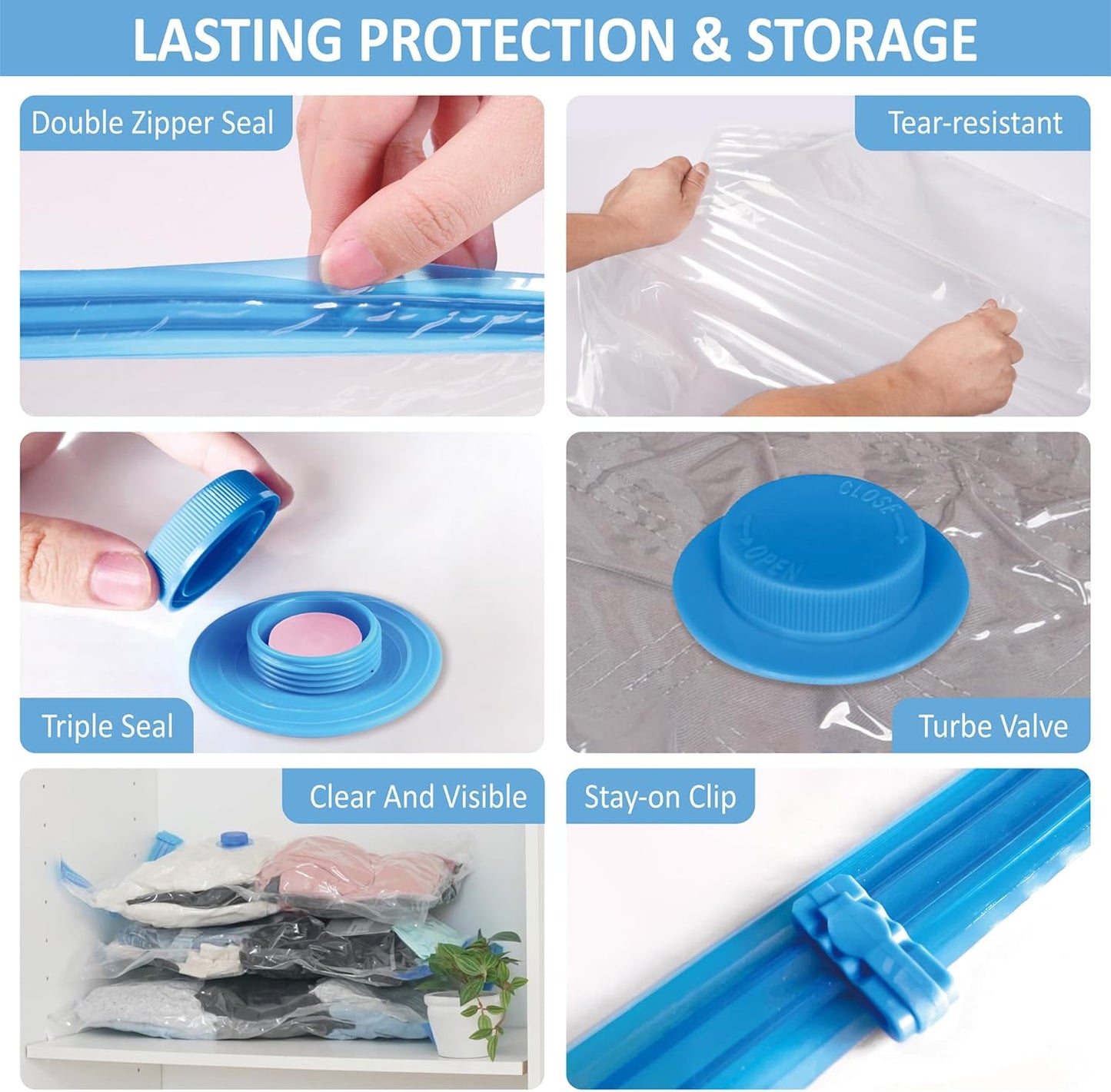 Cozy Essential Travel Vacuum Storage Bags with Portable Electric Pump, Vacuum Seal Space Saver Bags for Clothing and Luggage, 12 Pack