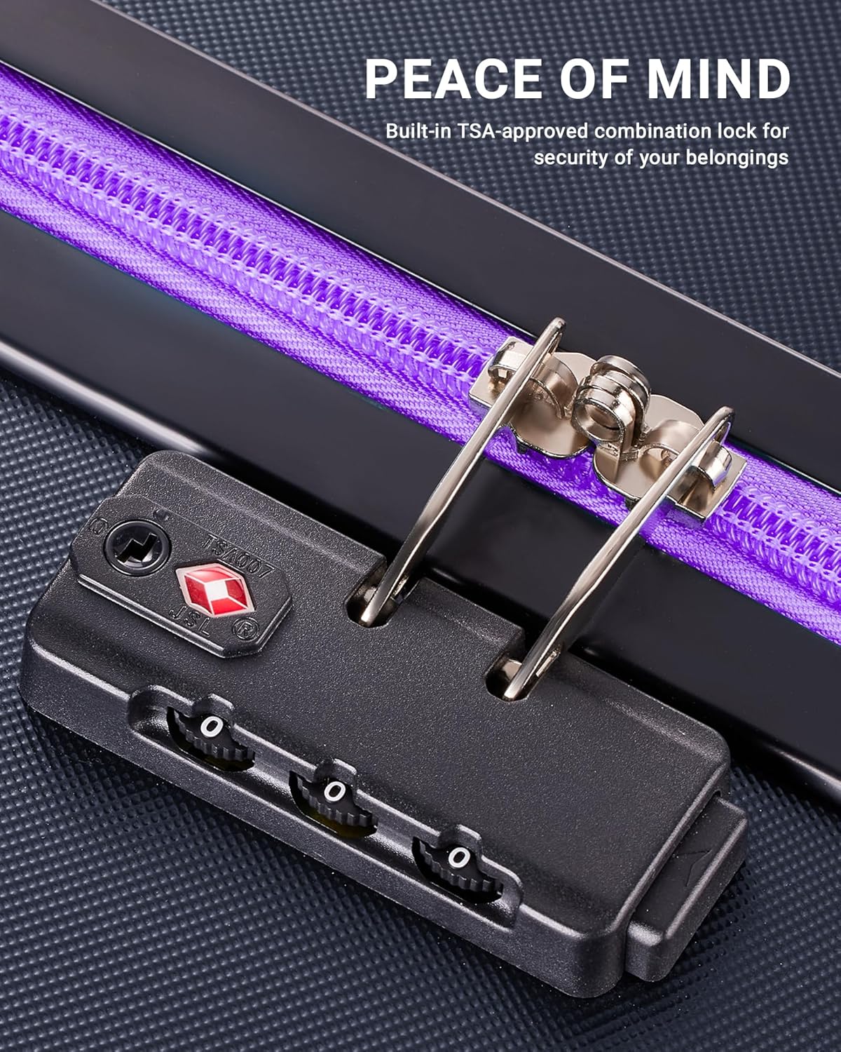 28 inch Luggage Hardside and Lightweight Suitcase with Spinner Wheels TSA Lock for Travel Business, Purple With Dark Blue