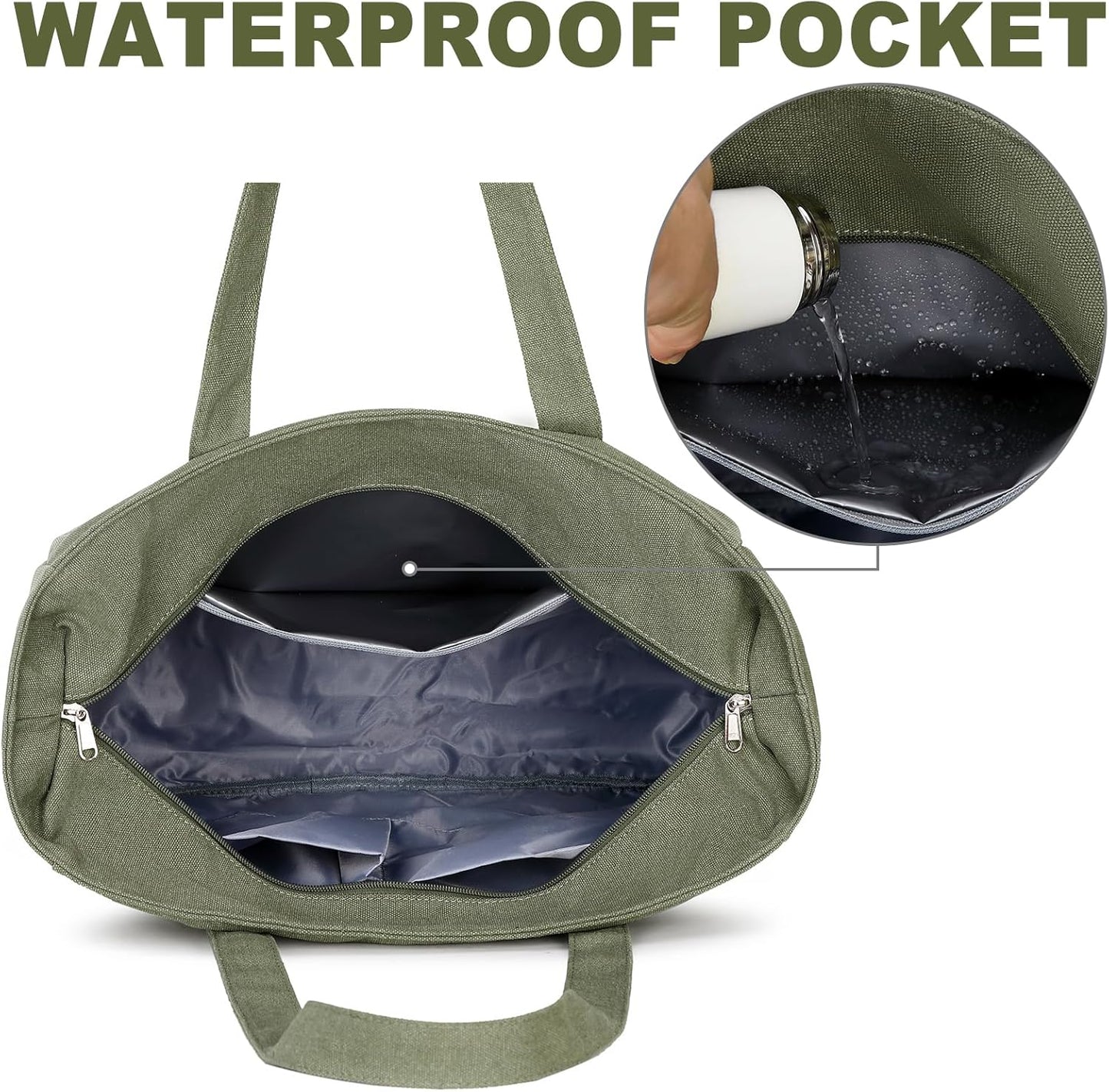 LEDAOU Large Beach Tote Bag Women Waterproof Sandproof Zipper Beach Tote Bag for Pool Gym Grocery Travel with Wet Pocket