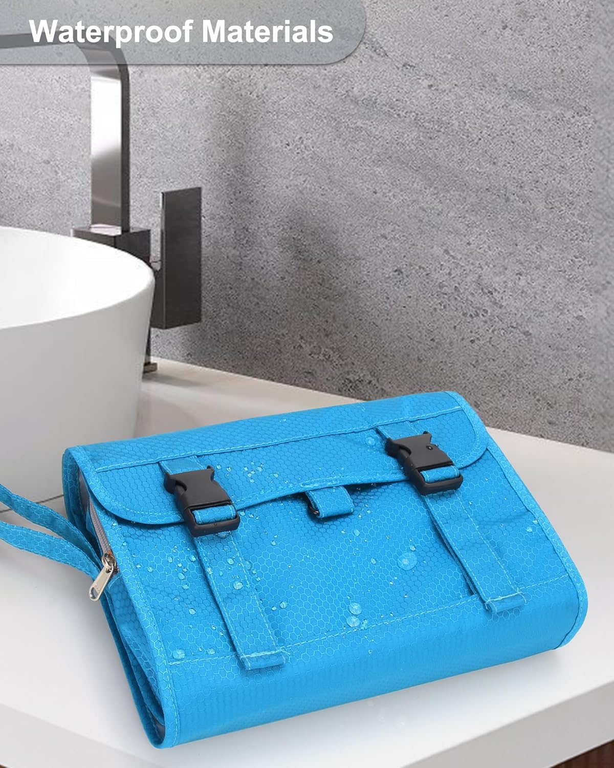 Relavel Travel Hanging Toiletry Bag for Women Men Large Capacity Makeup Bag Waterproof Cosmetic Storage Organizer Case for Bathroom Shower (Blue)