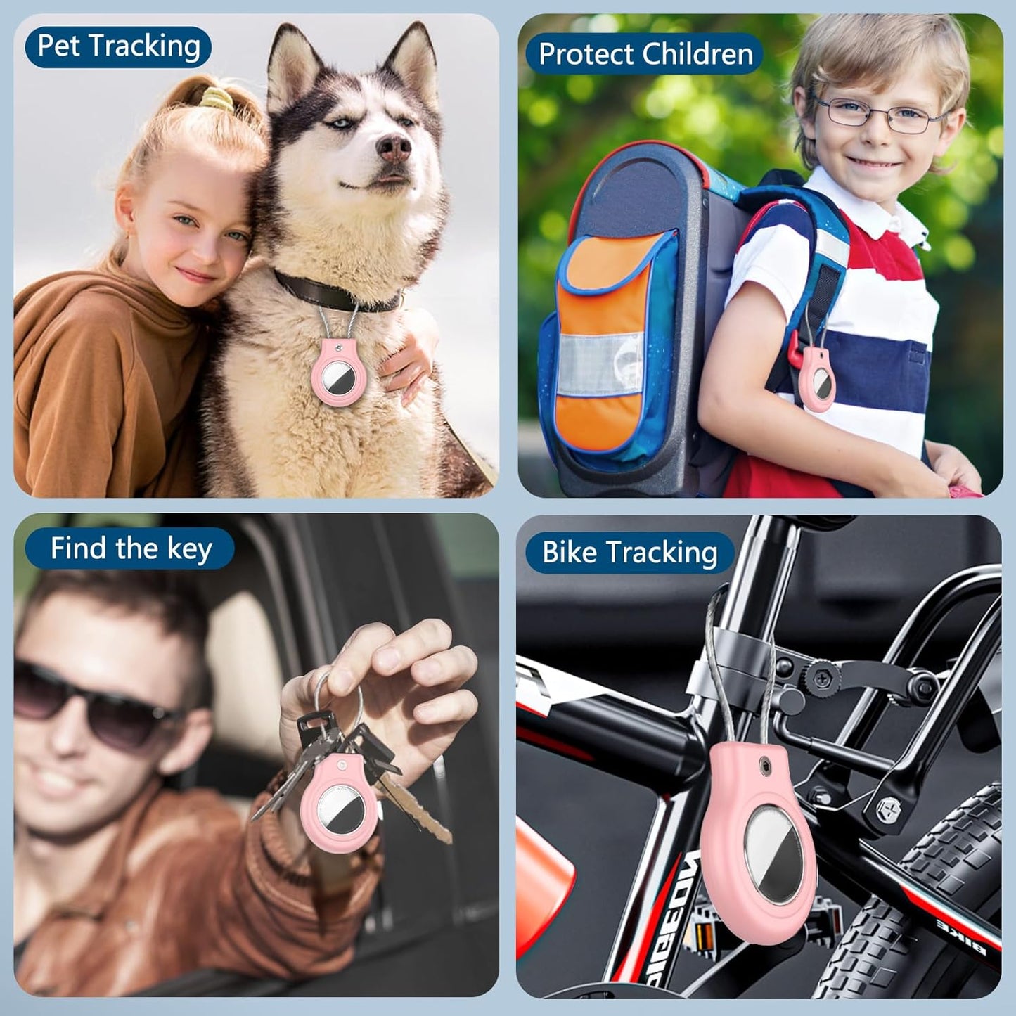 Waterproof Airtag Holder,Airtag Case with Secure Lock,Airtags Keychain for Apple Airtag,Anti-Lost Protective Cover Air tag Accessories for GPS Item Finder Tracker Luggage,Bag,Key,Pet,Cat Dog,Pink