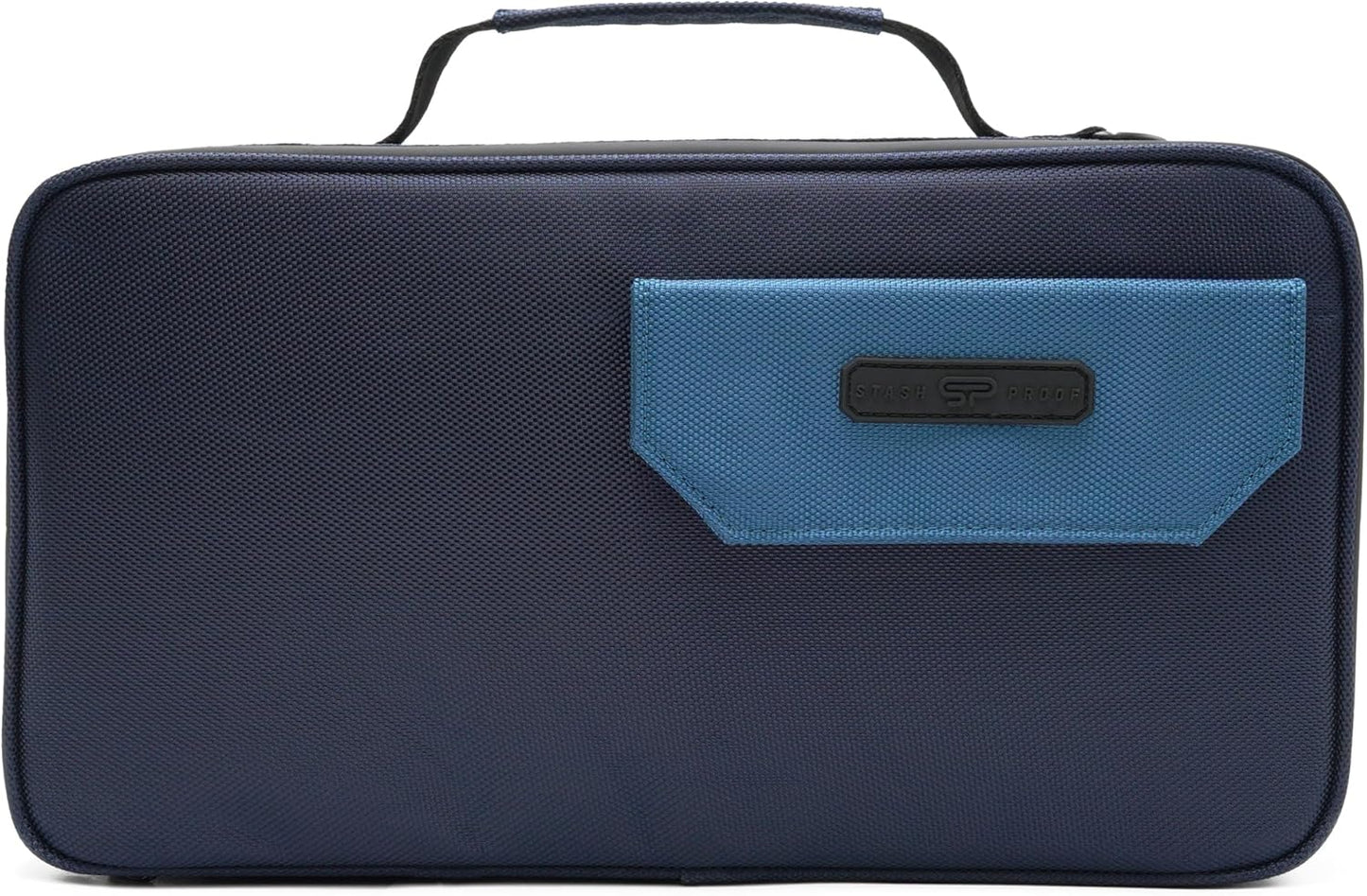 Large Storage Case with TSA Combination Lock Bag, Portable Carbon Lined, XL Medicine Lockable Box for Travel & Home Secured Box Organizer Divider Jars Accessories, Removable Tray (Blue)