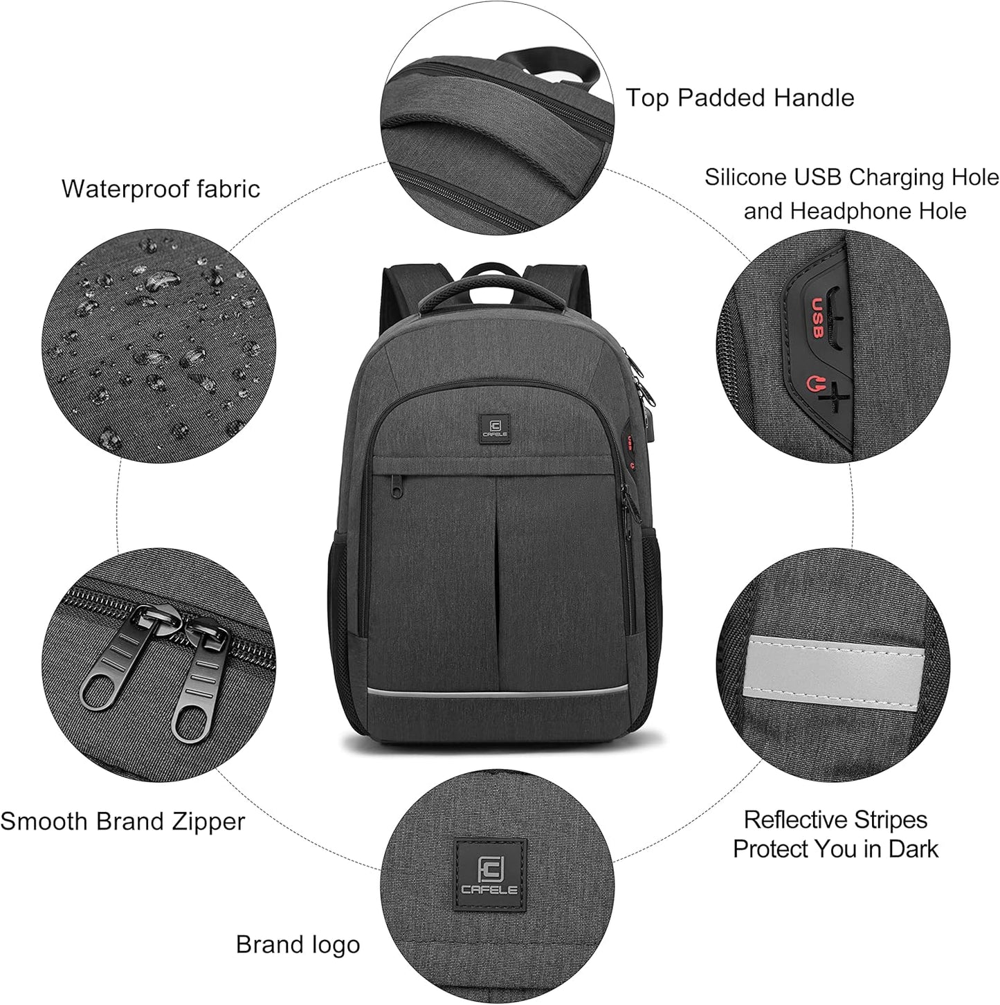 17.3 Inch Laptop Backpack, School Backpack,Large TSA Travel Carry on Backpack,College Student Bookbag with USB Port,Teenagers Water Resistant Computer Bagpack Gift for Men Women,Grey
