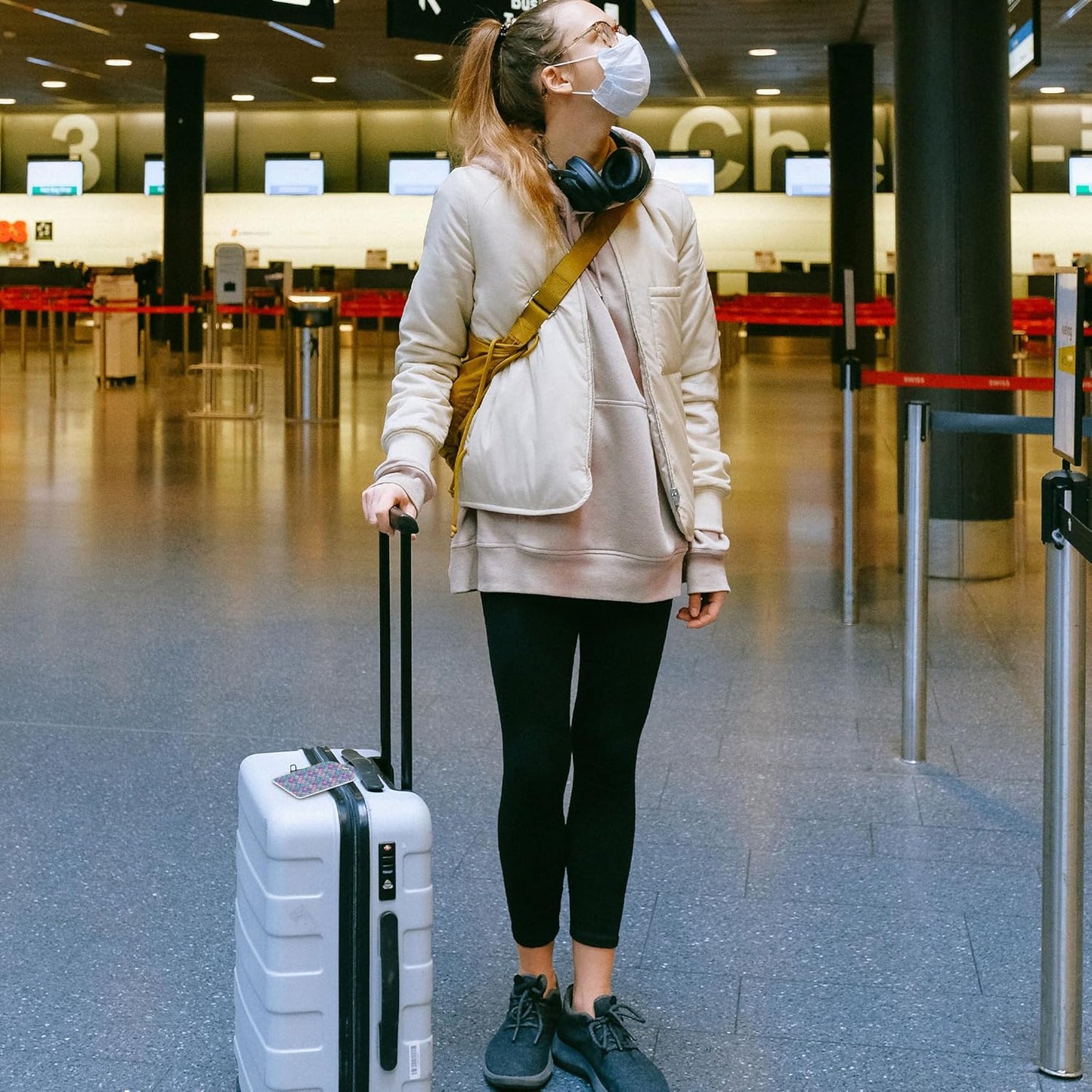 2 Pack Luggage Tags for Suitcase Watercolor Mermaid Fish Scale Wave Leather Stainless Steel Loop Label Tags for Women Men Travel Bag Suitcase with Privacy Cover Name ID Card