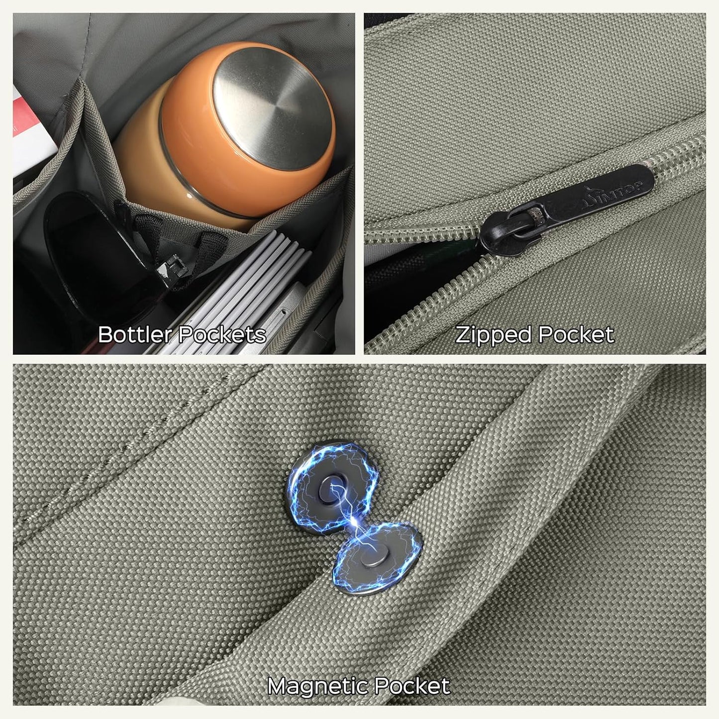 SIMTOP Tote Bag for Women with Magnetic Pocket Water Resistant Polyester 16.2" Laptop Compartment for Travel, Office, Daily