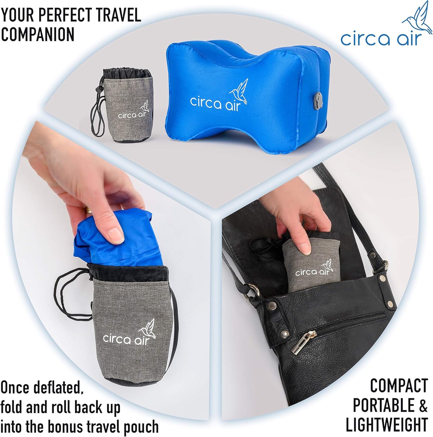 Circa Air Inflatable Knee Pillow for Side Sleepers - Orthopedic Knee Pillows for Sleeping, Sciatica Relief, Back Pain, Leg Pain, Hip or Joint Pain. Weighs Only 1.98 Oz Perfect for Travel/Home