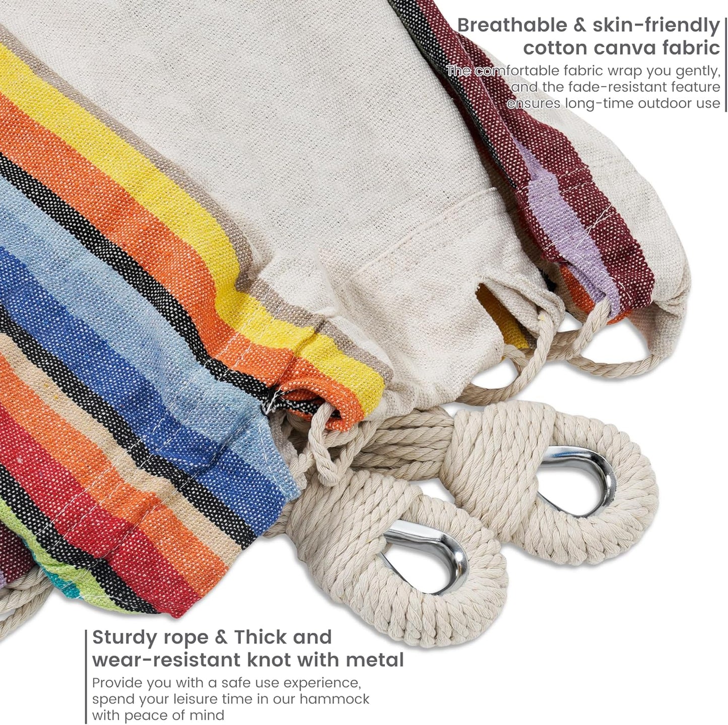 Lazy Daze Hammocks Double Hammock with 9ft Space-Saving Steel Stand Includes Portable Carrying Case, 450 Pounds Capacity (Tan Stripe)