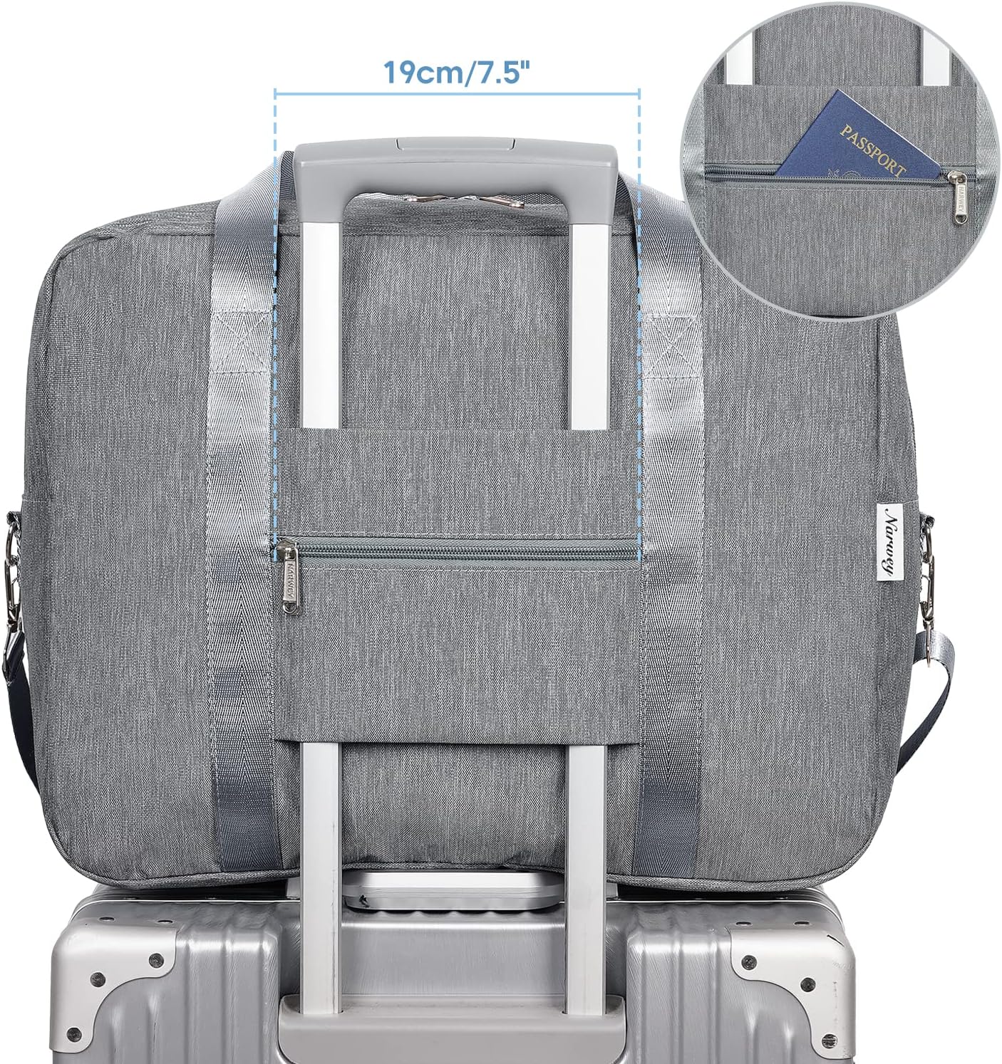 For Spirit Airlines Personal Item Bag 18x14x8 Foldable Travel Duffel Bag Underseat Carry on Luggage for Women and Men 30L (Grey)