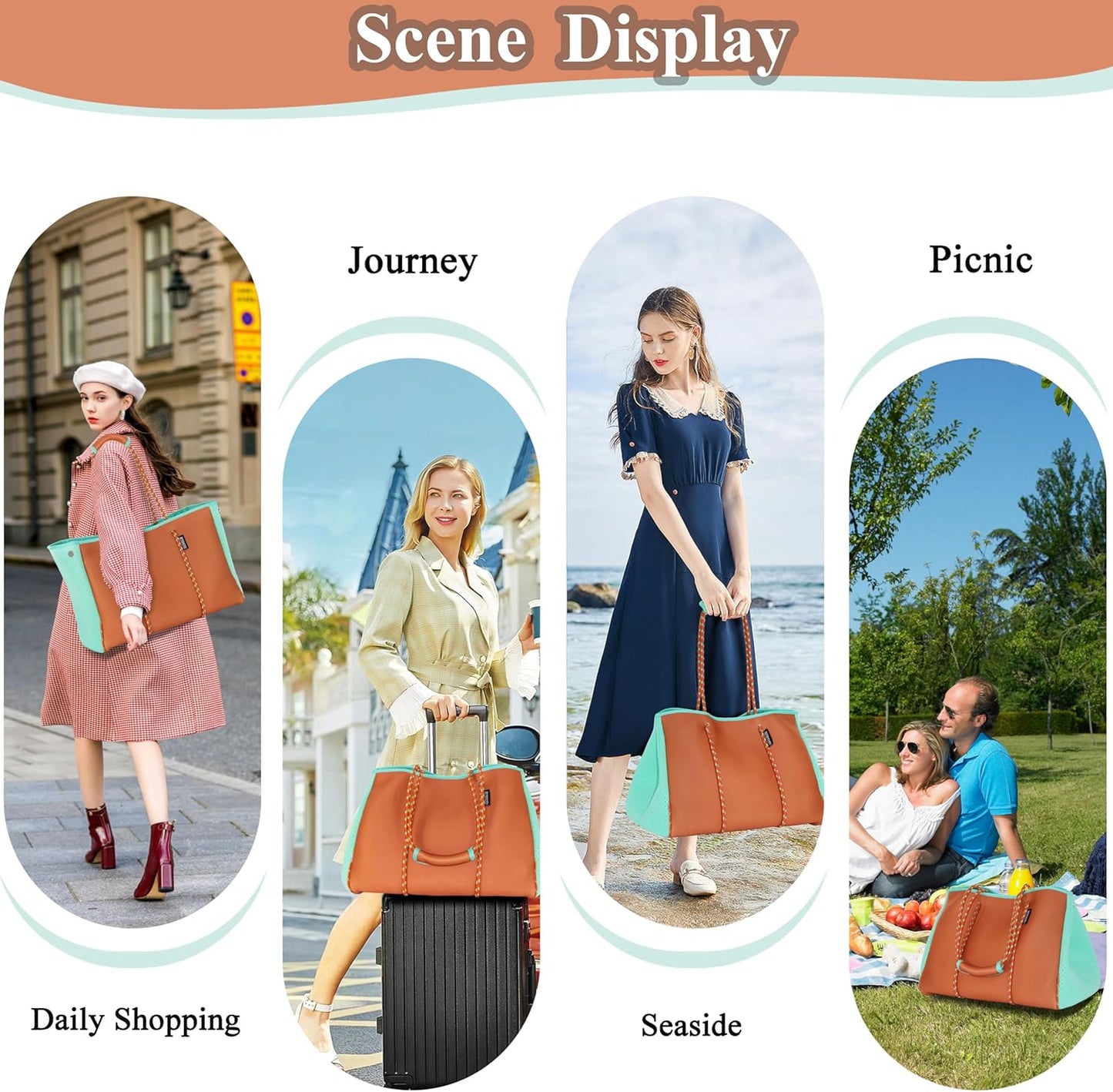 QOGiR Neoprene Multipurpose Beach Bag Tote with Inner Zipper Pocket … … … …