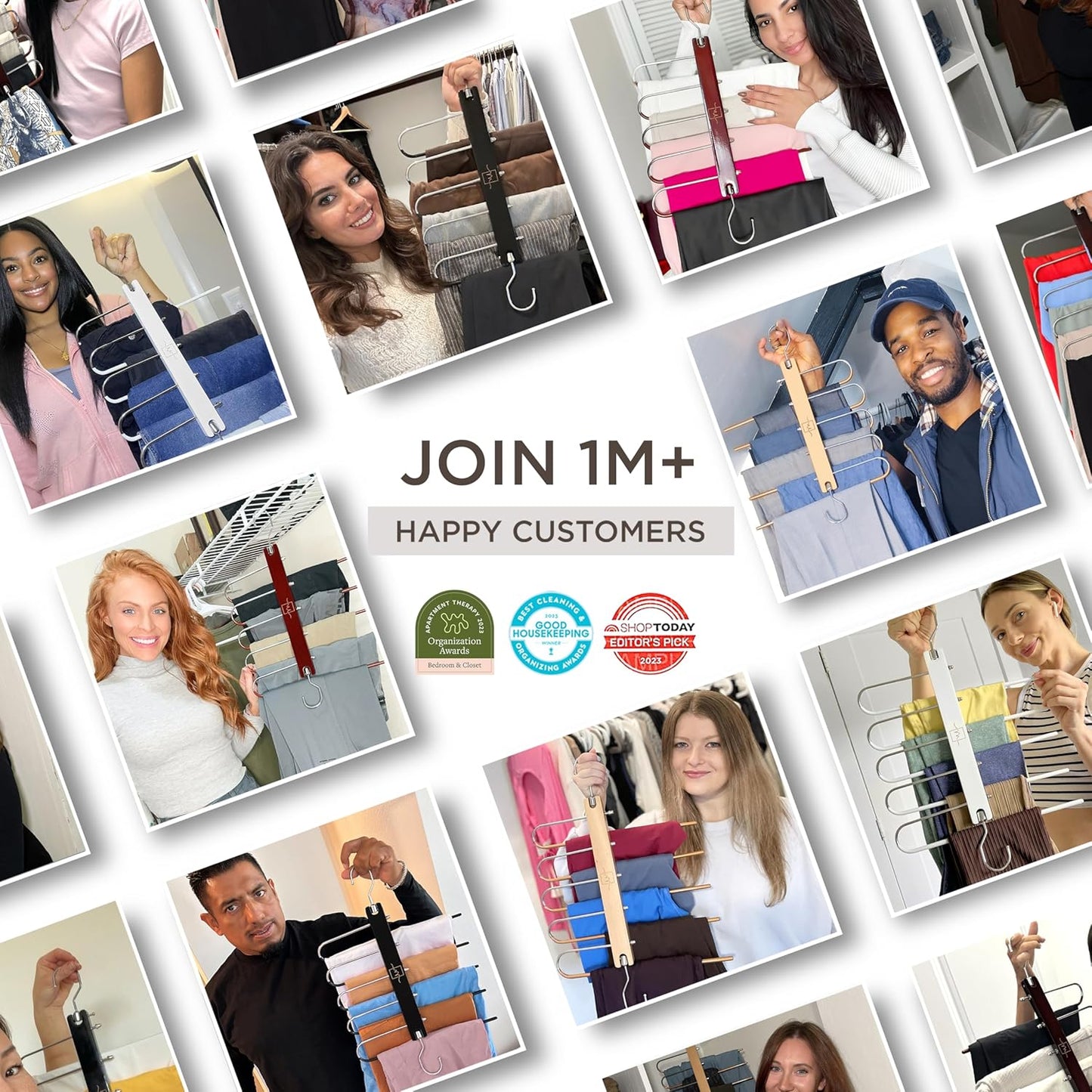 MORALVE Pants Hangers Space Saving - European Beechwood Scarf and Jean Hangers - Closet Organizer and Space Saver Pant Rack, Leggings Hanger, and Scarf Holder with 360° Swivel Hook (1 Pack)